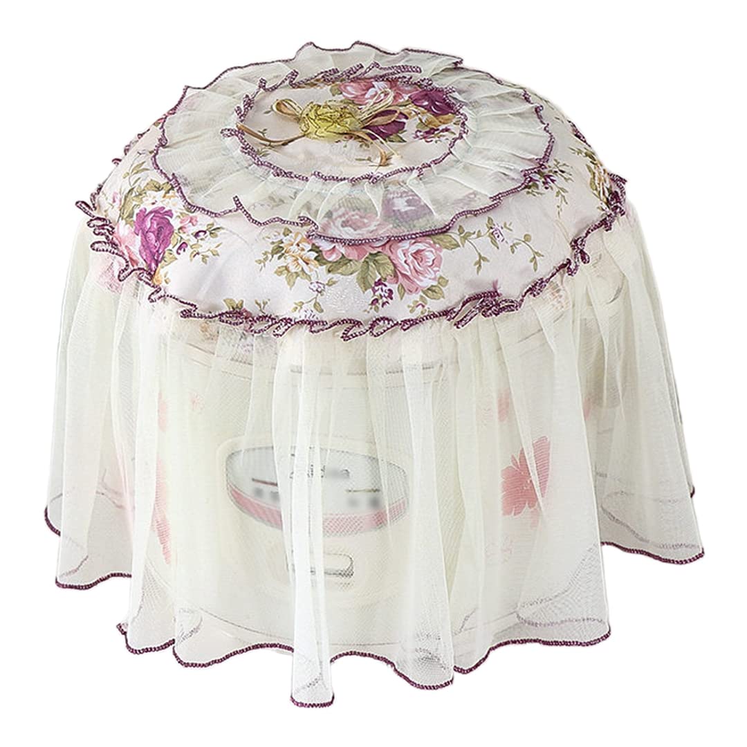 2 Pcs Printed Lace Pressure Cooker Cover & Rice Cooker Dust Cover - Decorative Purple Kitchen Accessories for Home & Party Use