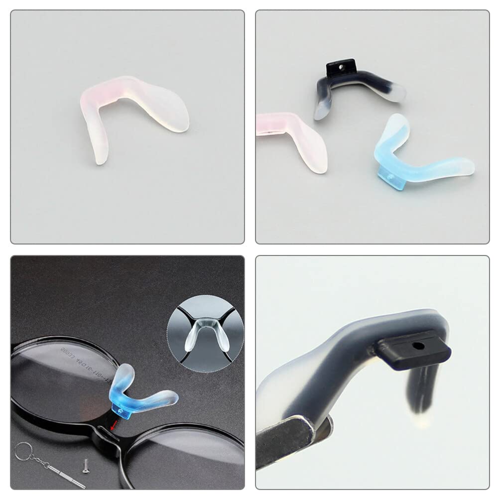3Pcs U-Shaped Silicone Eyeglass Pads - Anti-Slip, Anti-Drop Nose Pads for Glasses - Screw-in Replacement Nose Pads for Comfort & Secure Fit - Perfect for Reading, Sports & Daily Wear