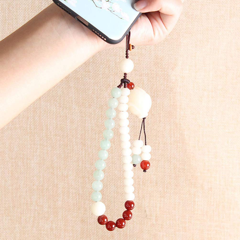 Hemobllo Beaded Phone Lanyard - Jade Charm Cell Phone Strap with Adjustable Rope Chain for iPhone, Samsung, Android - Stylish Accessory for Work, Travel, and Everyday Use