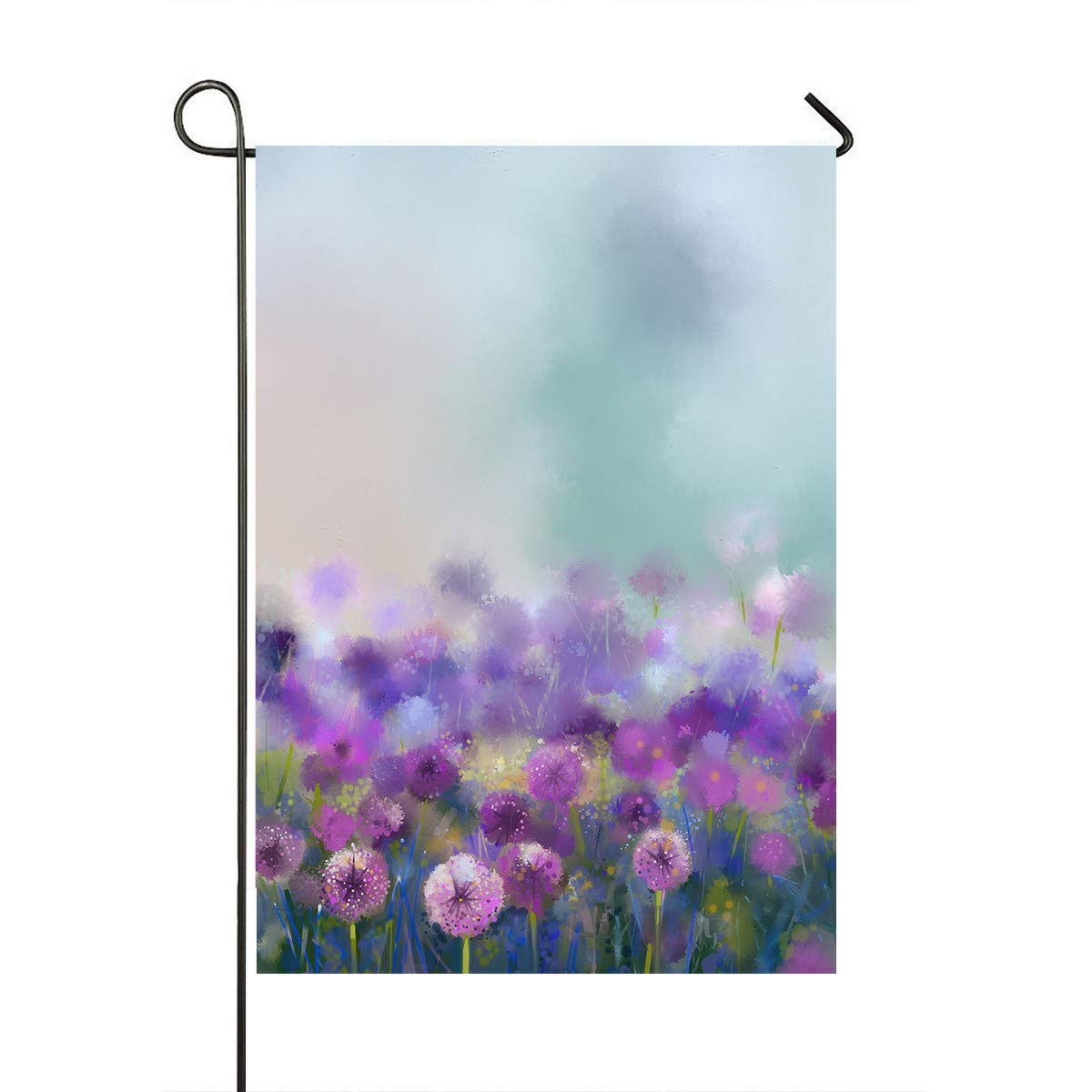 ECZJNT Purple Onion Flower Oil Painting - Spring Floral Seasonal Nature Outdoor Flag for Home, Party & Garden Decor (28x40 Inch) - Perfect for Seasonal Celebrations, Patio Decor & Outdoor Events