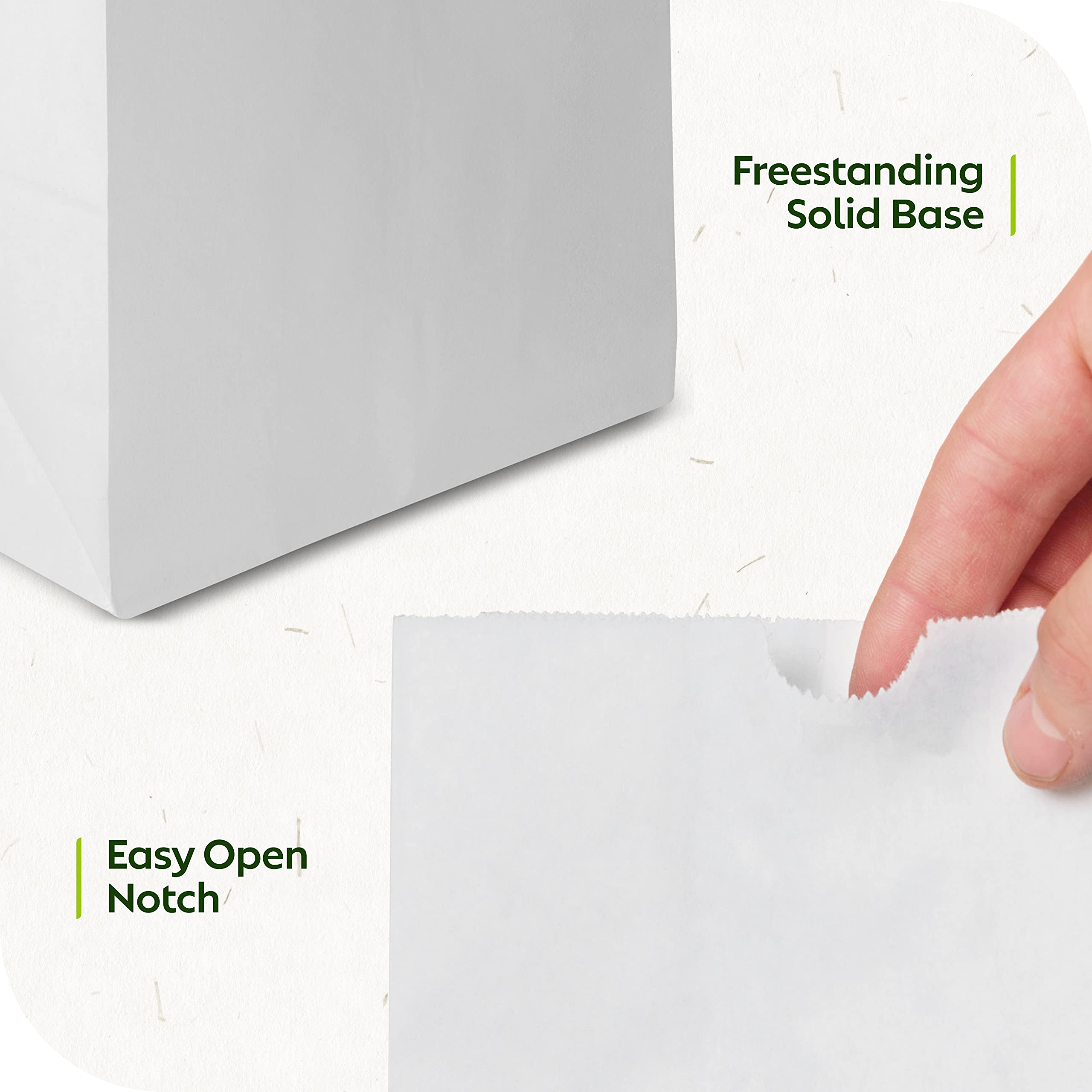 Durable 3 Lb Kraft Paper Bags Bulk Pack - 500 Count White Lunch Bags for Snacks, Sandwiches, Pastries, Popcorn & Grocery Storage - 4.75 x 2.93 x 8.56 Inches - Perfect for Parties, Picnics, Bakeries & Takeout Food Packaging