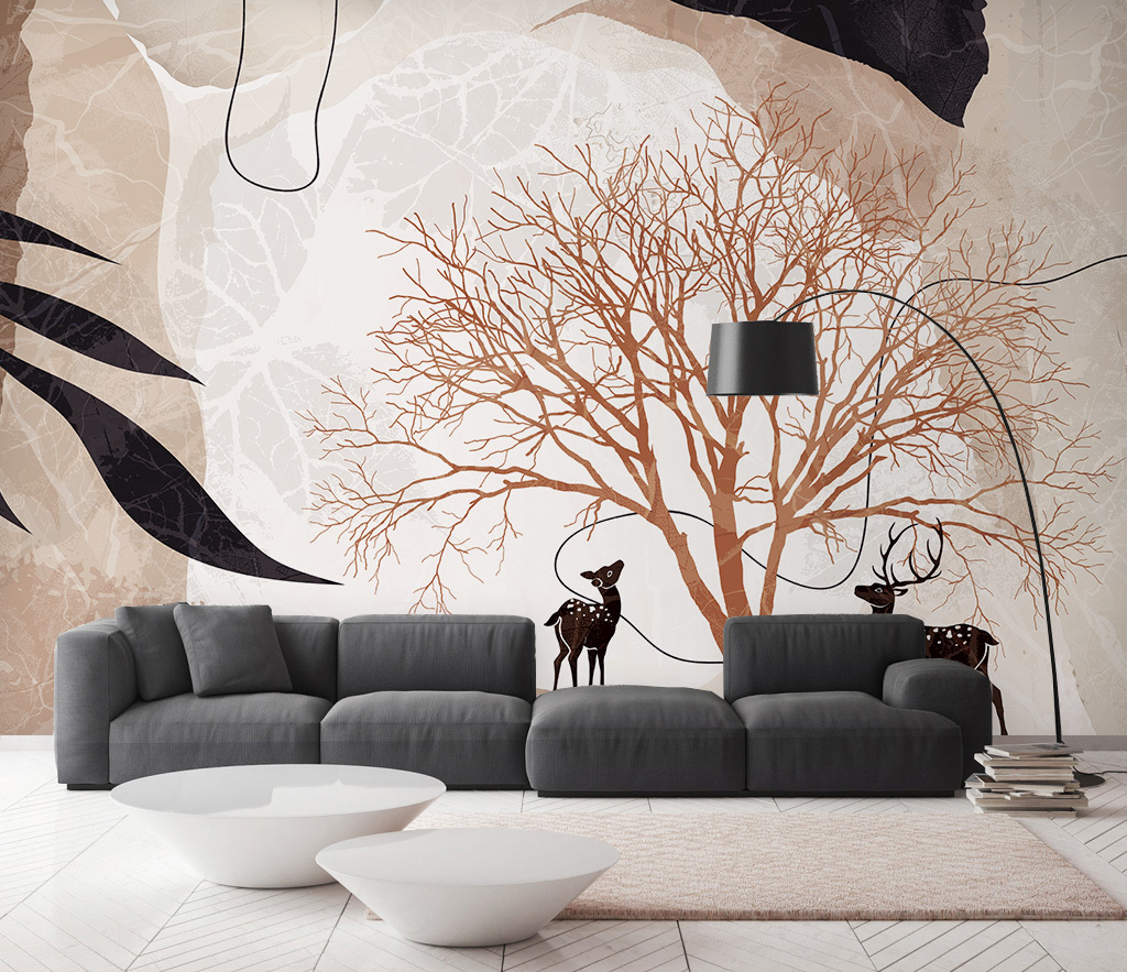 Abstract Tree Wallpaper Murals - Peel and Stick Wall Decals for Living Room, Bedroom & Office | Modern Nature-Inspired Home Decor | Easy to Install & Removable