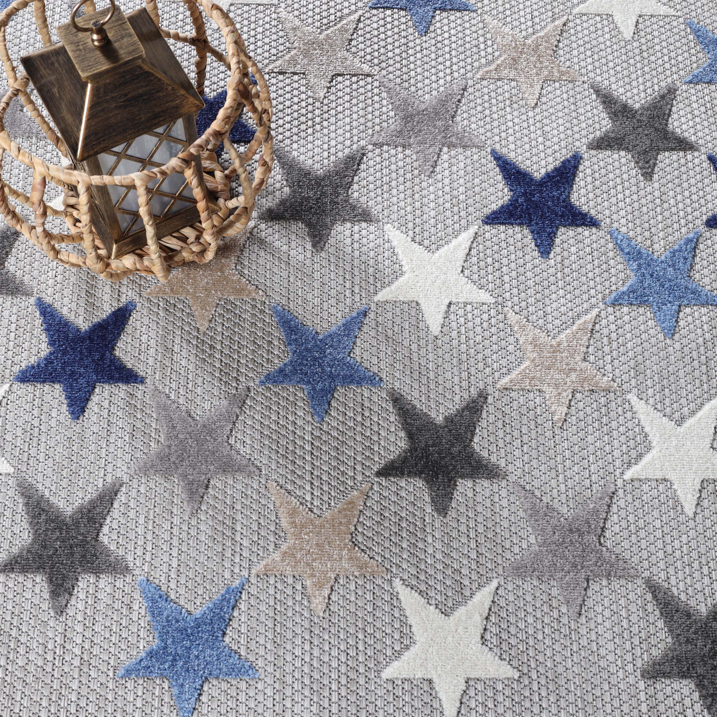 Juniper Modern Stars Area Rug - Soft Indoor/Outdoor Carpet for Living Room, Bedroom, Patio - Non-Slip Decorative Floor Mat for Home & Office