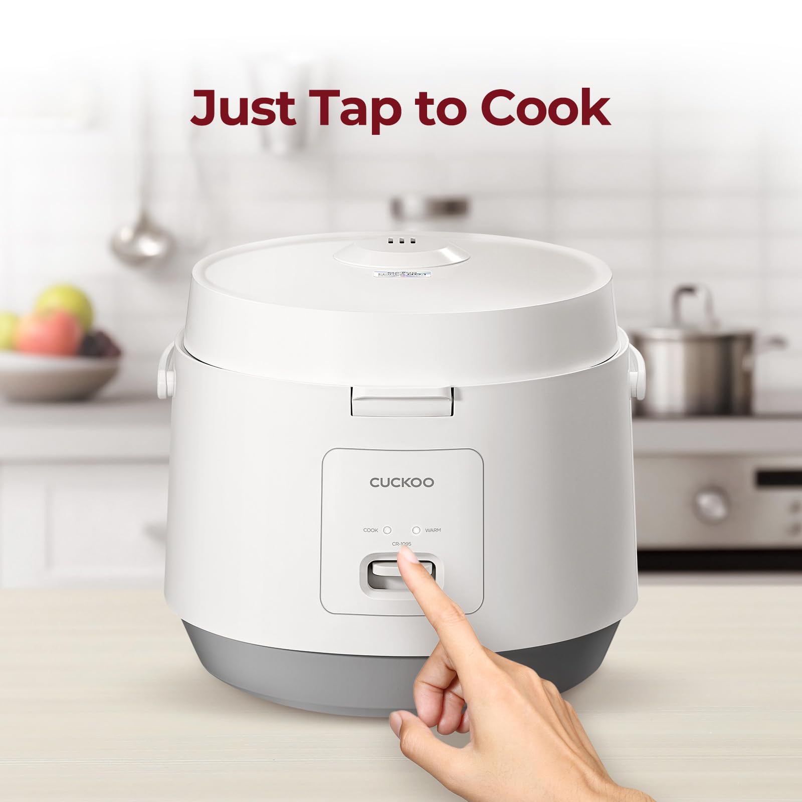 CUCKOO CR-1095 10-Cup Uncooked / 20-Cup Cooked Rice Cooker with Nonstick Inner Pot & Warmer - White | Perfect for Family Dinners, Meal Prep & Small Gatherings