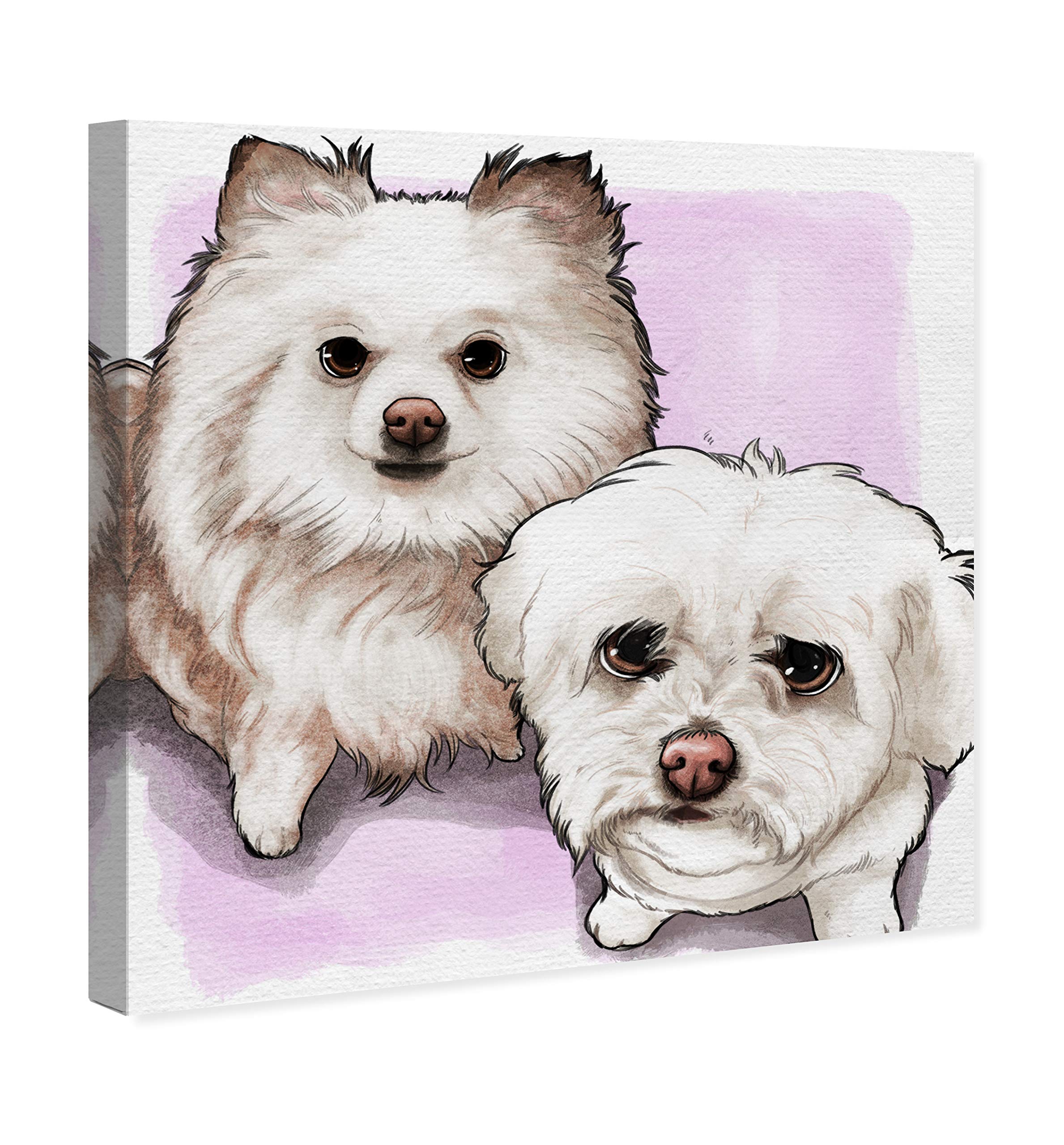 Oliver Gal Artist Co. 'Precious Couple' Custom Animal Wall Art Canvas Print - 24x24 Inch Modern Home Decor in White & Pink | Perfect for Living Room, Bedroom & Nursery Decor