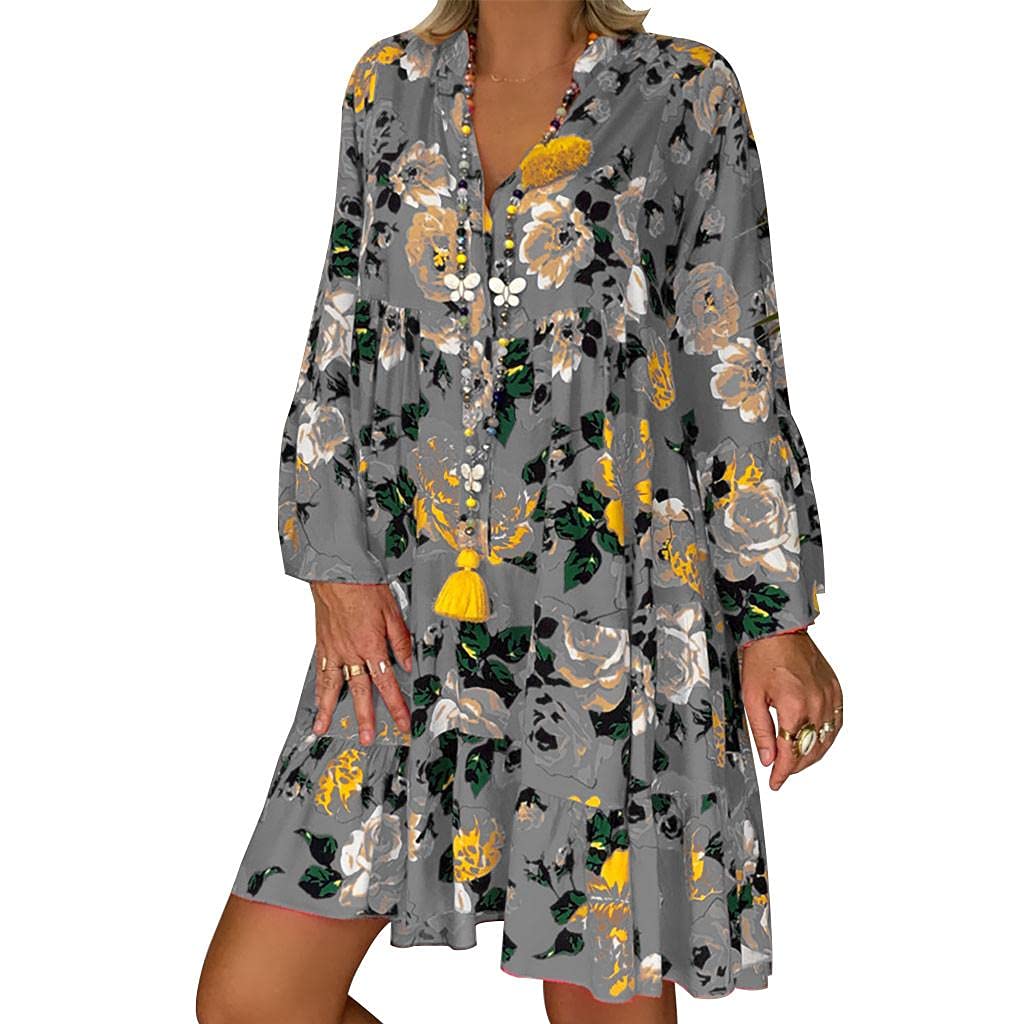 Plus Size Floral Sundress for Women - Loose Summer Casual Dress with Half Sleeves & Leopard Print - Perfect for Beach Vacations, Date Nights and Outdoor Parties