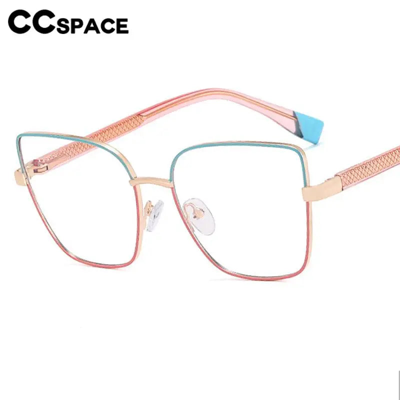 CCspace Women's Full Rim Cat Eye Square Alloy Eyeglasses Frame 57382 - Stylish Retro Glasses for Women, Lightweight Metal Frame for Office, Reading & Fashion Accessories