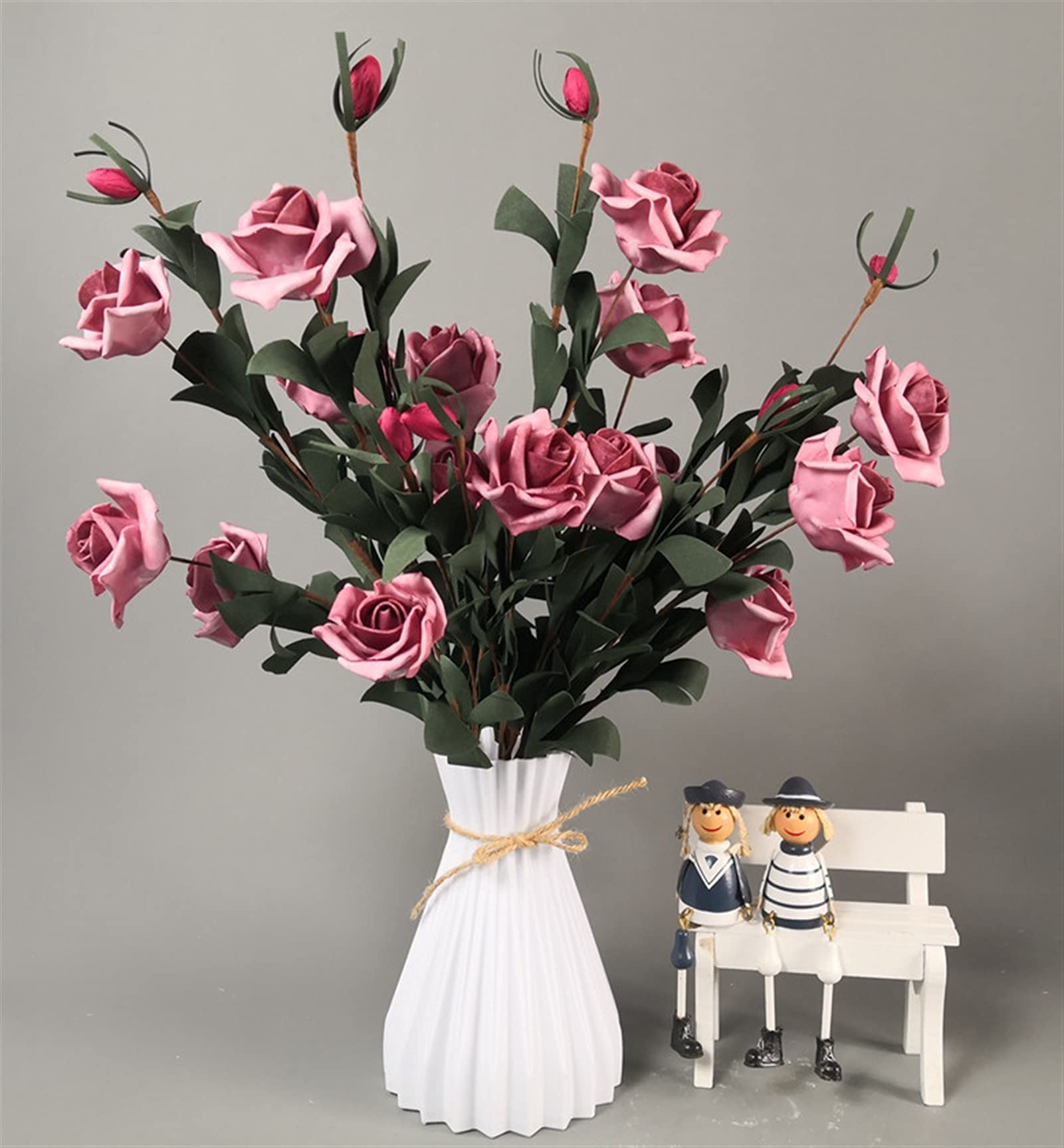 Unbreakable Plastic Flower Vase - Modern Rattan-Like Home Decor for Wedding & Living Room - Anti-Ceramic European Style Decorative Vase in F White | Perfect for Centerpieces, Housewarming Gifts & Interior Design