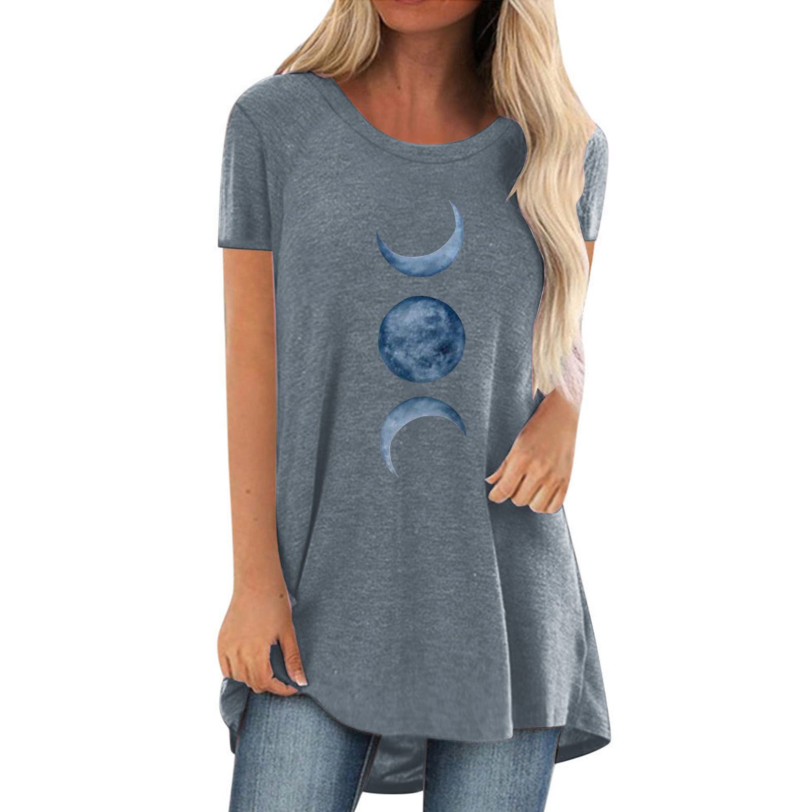 Women's Casual T-Shirts - Summer Cute Printed Tee, Loose Fit Plus Size Short Sleeve Blouse | Sexy & Comfortable Tunic Top for Everyday Wear, Beach Outings & Date Nights