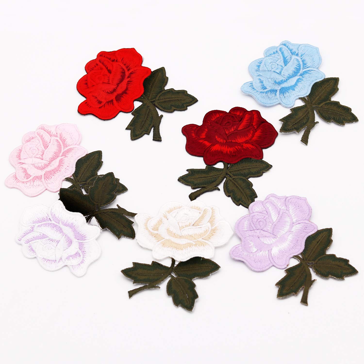 7pcs Embroidered Rose Flower Iron-On Patches for DIY Clothing & Accessories - Custom Sew On Applique for Jeans, Jackets, Kids Clothes, Bags, Backpacks, Hats & Crafts | Perfect for Denim Upcycling, Fashion Customization & DIY Gift Making (Roses 7pcs)