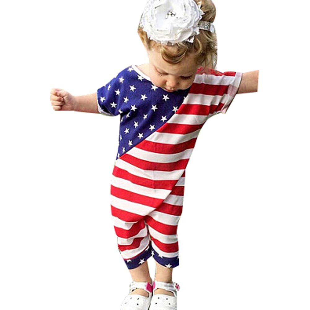 Argorgeous USA Flag Patriotic Matching Sister Outfits - Independence Day Sleeveless Romper Jumpsuit with Stars & Stripes Headband | Perfect for 4th of July Celebrations, Family Photos & National Holidays