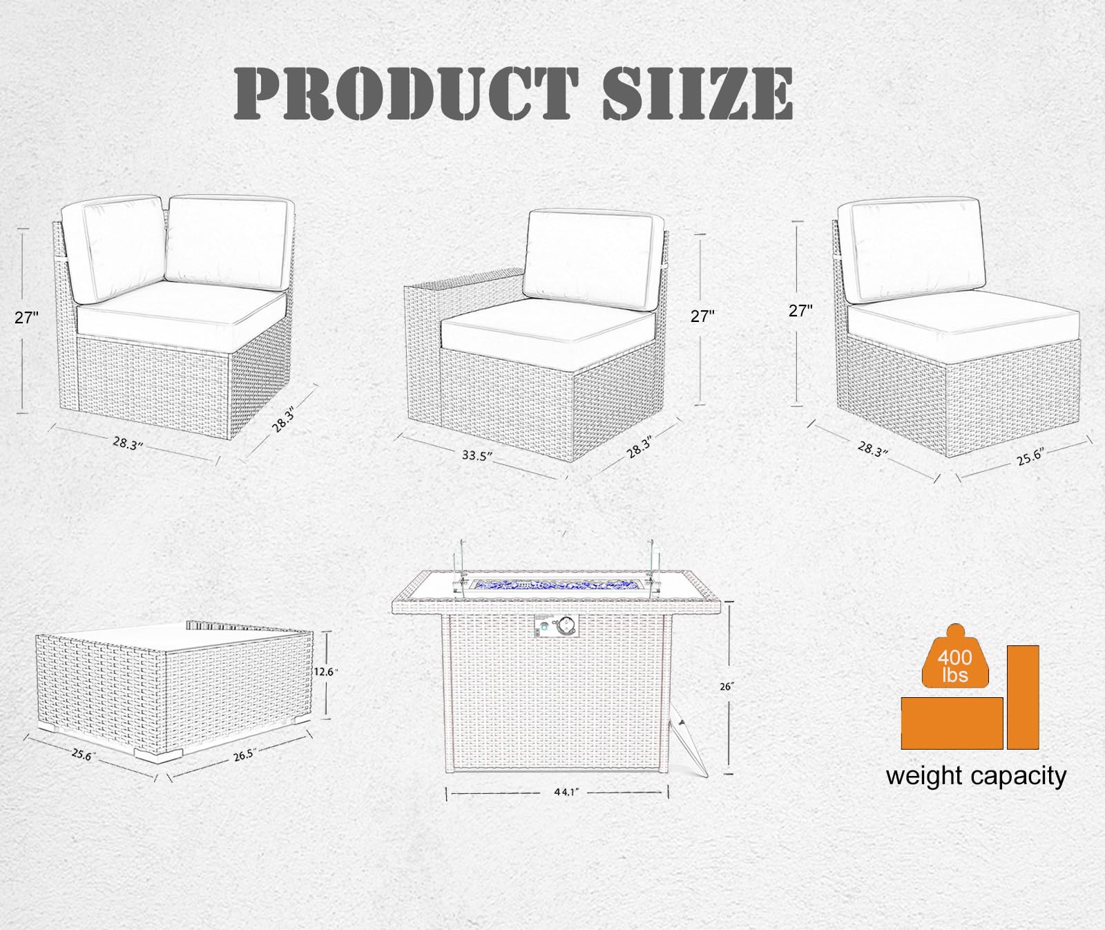 7-Piece Outdoor Patio Furniture Set with 44
