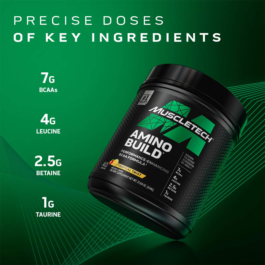 MuscleTech BCAA Amino Acids + Electrolyte Powder - 7g BCAAs with Electrolytes for Muscle Recovery, Lean Muscle Growth & Endurance Boost - Tropical Twist Flavor (40 Servings) | Pre-Workout & Post-Workout Supplement for Athletes & Fitness Enthusiasts