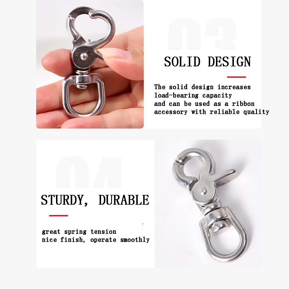 SiegYma 2Pcs Stainless Steel Swivel Trigger Snap Hooks - 16mm Marine Grade Dog Safety Clips for Flag Pole, Dog Leash, Cages & Outdoor Activities (Scissor Snaps Claw Clips) - Perfect for Camping, Hiking & Pet Safety