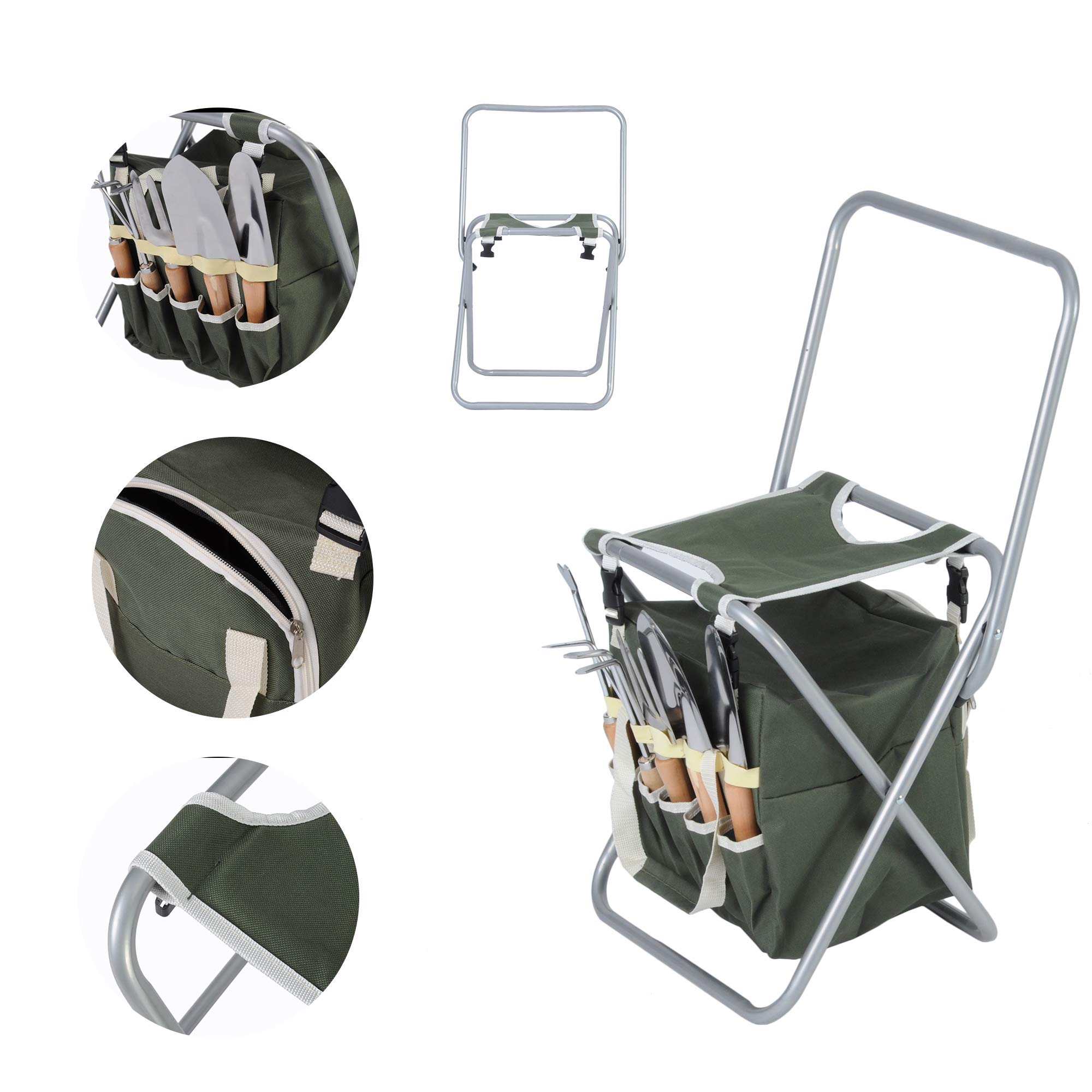 9 PCS Heavy Duty Garden Tools Set with Storage Organizer - Ergonomic Gardening Kit for Men & Women - Perfect for Planting, Weeding & Outdoor Yard Work