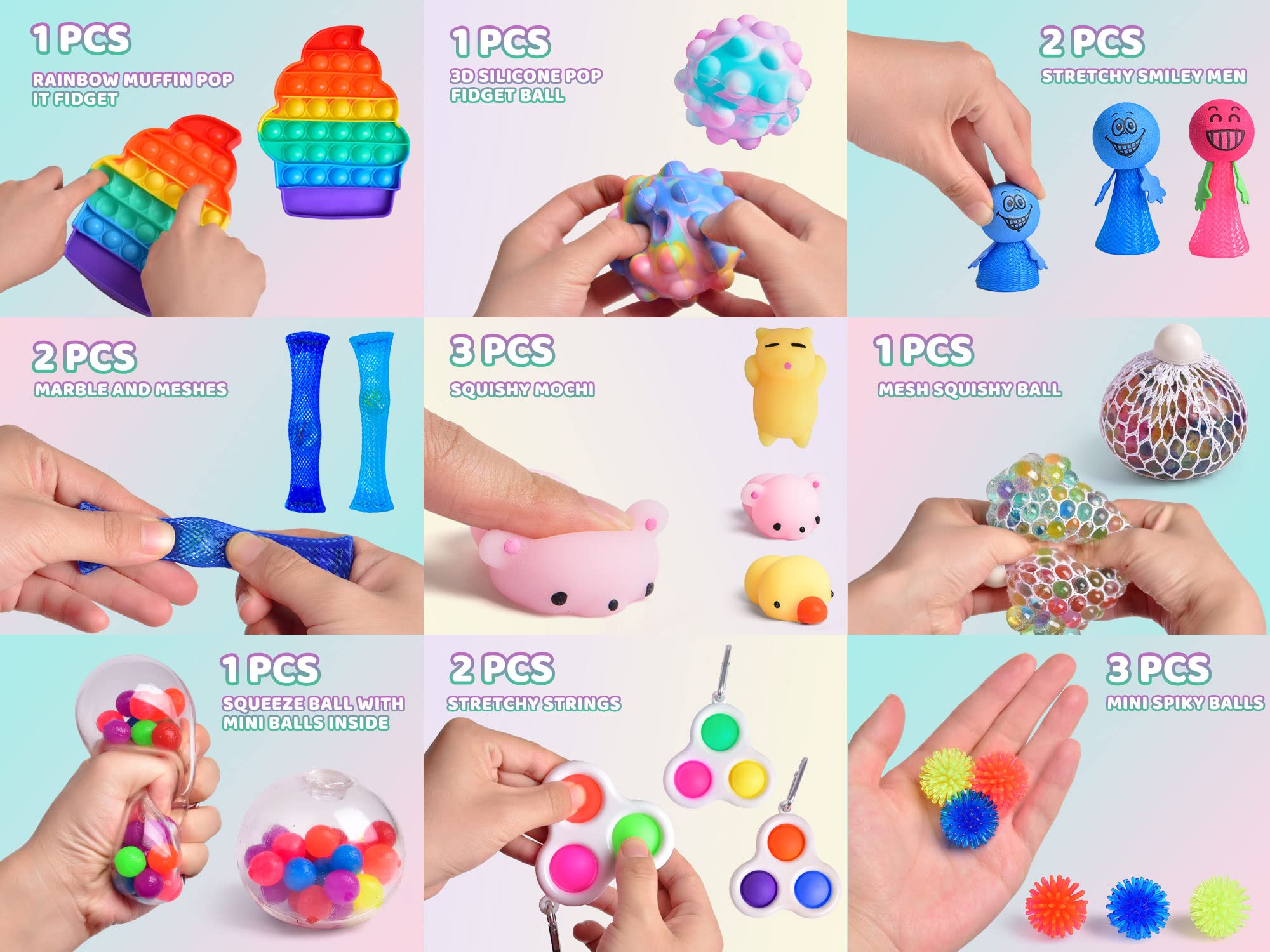 32 Pack Pop It Fidget Toys Bulk - Valentine's Day Classroom Gifts for Kids, Sensory Stress Relief Toys for Children & Adults with Autism - Perfect for Party Favors, School Rewards and Anxiety Relief