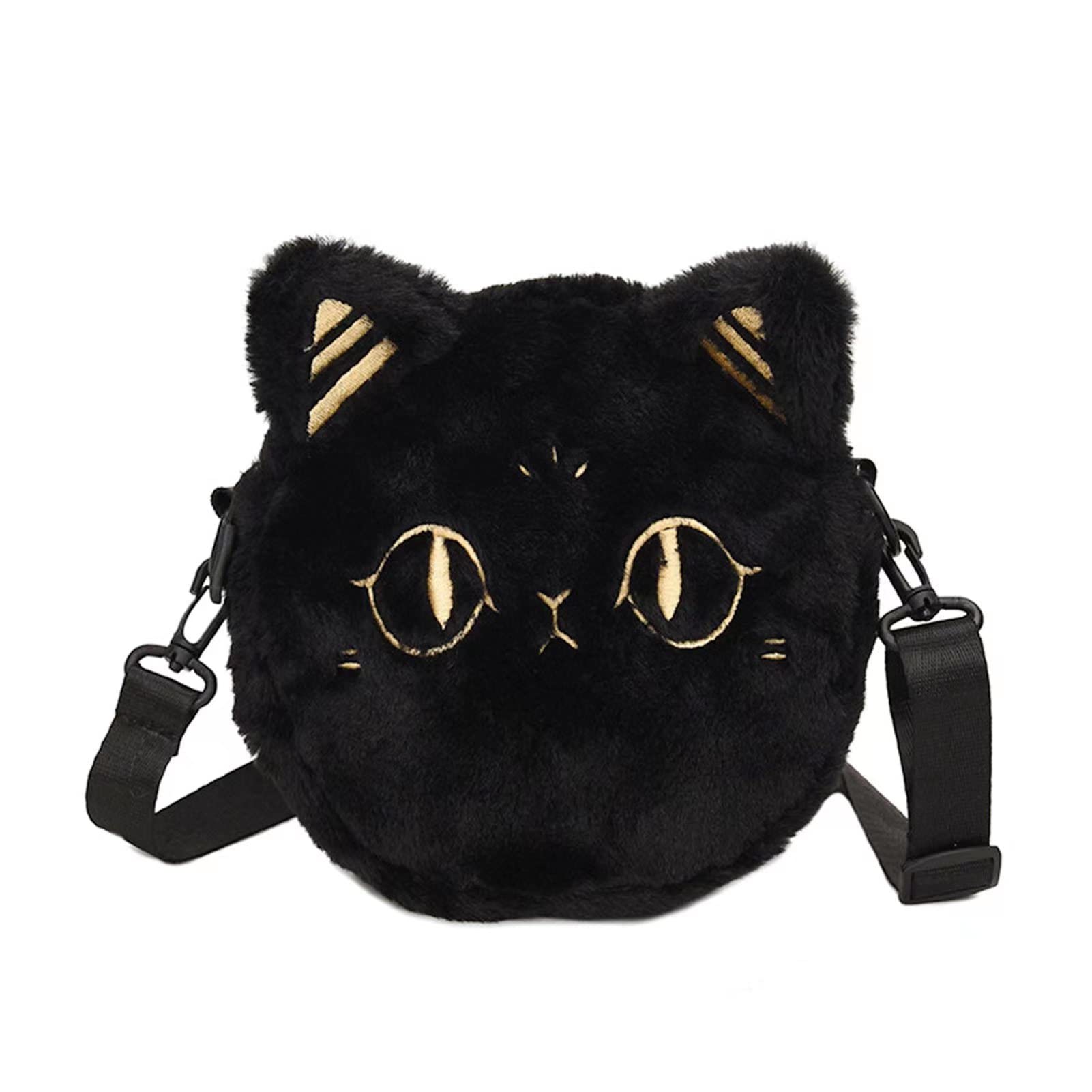 Black Cat Crossbody Purse for Women - Cute Plush Handbag with Adjustable Strap, Shoulder Messenger Bag for Girls & Adults | Perfect for Casual Outings, Shopping & Cosplay Accessories