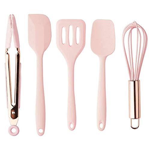 Premium 5-Piece Silicone Kitchen Spatula Set - Turner, Spoon, Brush, Scraper & Pasta Server - Non-Stick Cooking Utensils for Baking, Flipping & Serving - Ideal for Eggs, Pancakes, Soups & Pasta Dishes