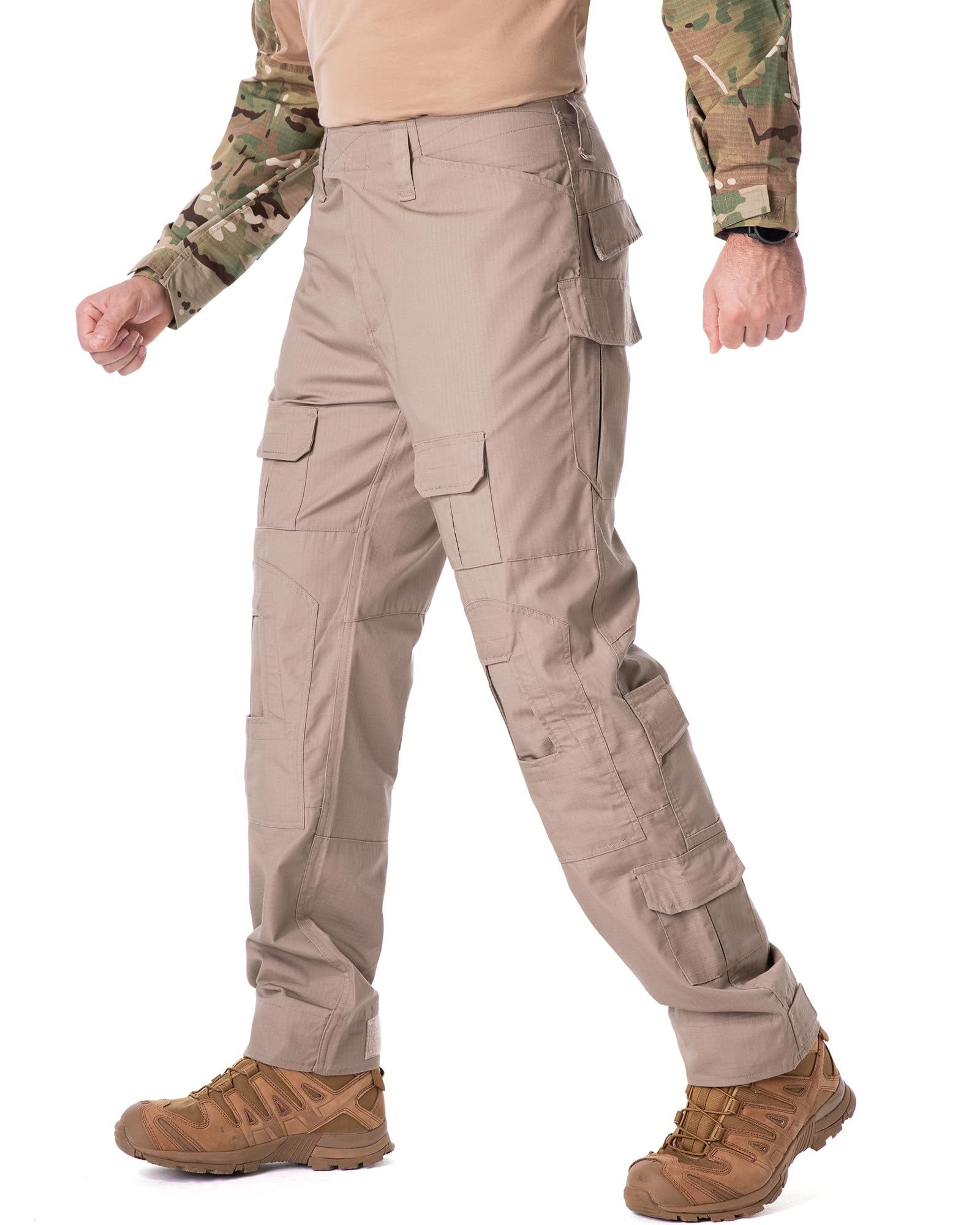 TRGPSG Men's Hiking Pants - Durable Ripstop Camo Cargo Pants with Multiple Pockets for Outdoor Adventures, Camping & Casual Work Wear