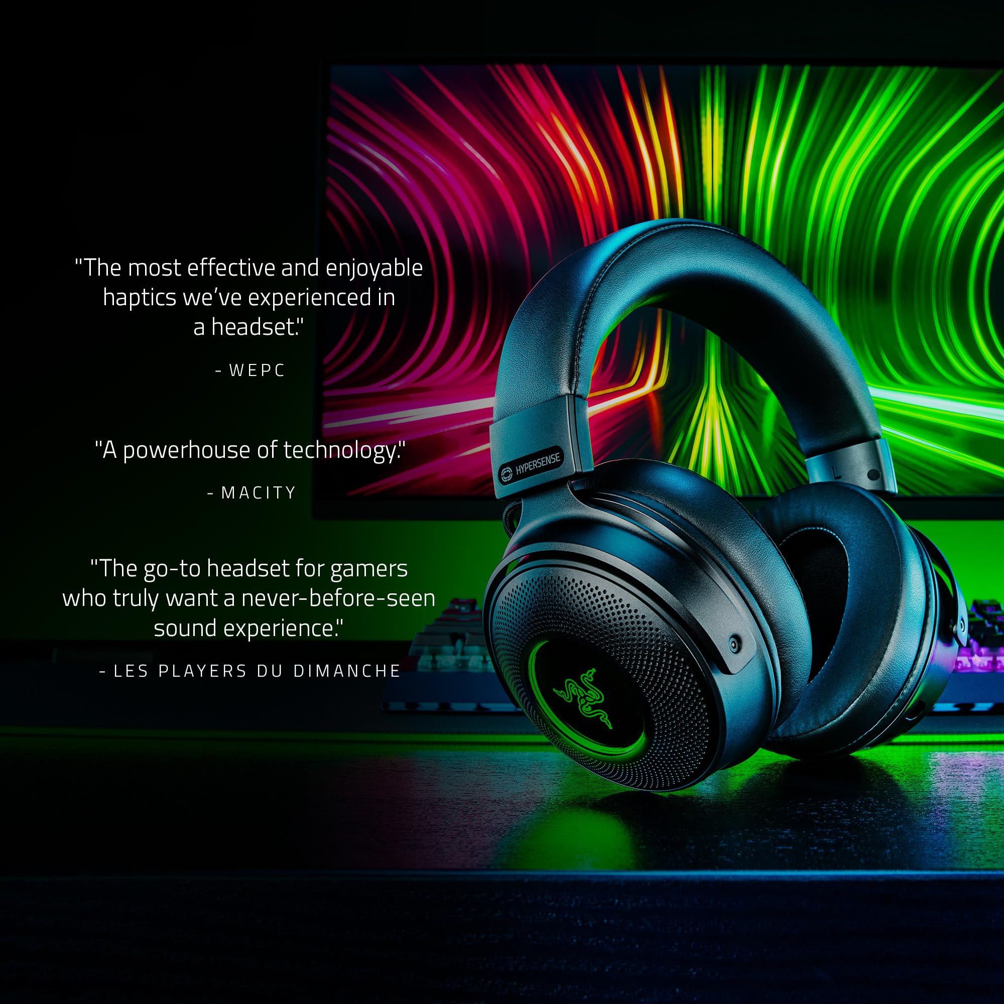 Razer Kraken V3 Pro Wireless Gaming Headset with Haptic Feedback - THX Spatial Audio, 50mm Titanium Drivers & Memory Foam Earcups for PC, PS5, Xbox - Perfect for FPS, Battle Royale & Immersive Gaming Experience