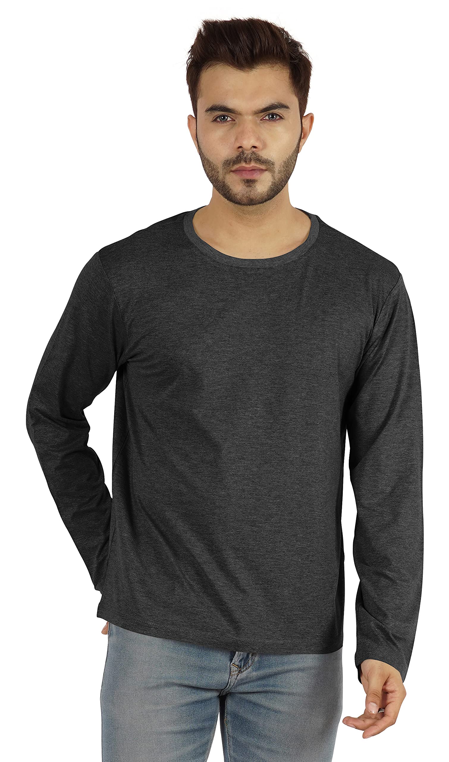 Inkmeso Men's Long Sleeve Cotton T-Shirt - Lightweight Basic Solid Color Casual Shirt for Everyday Wear, Work & Outdoor Activities