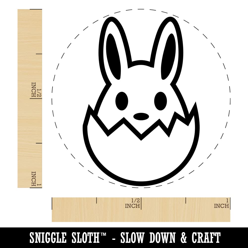 Easter Bunny Hatching Egg Shell Self-Inking Rubber Stamp - 1 Inch Medium Blue Ink Stamper for DIY Scrapbooking, Card Making, Planner Decorations & Craft Projects - Perfect for Easter Cards, Gift Wrapping and Party Invitations