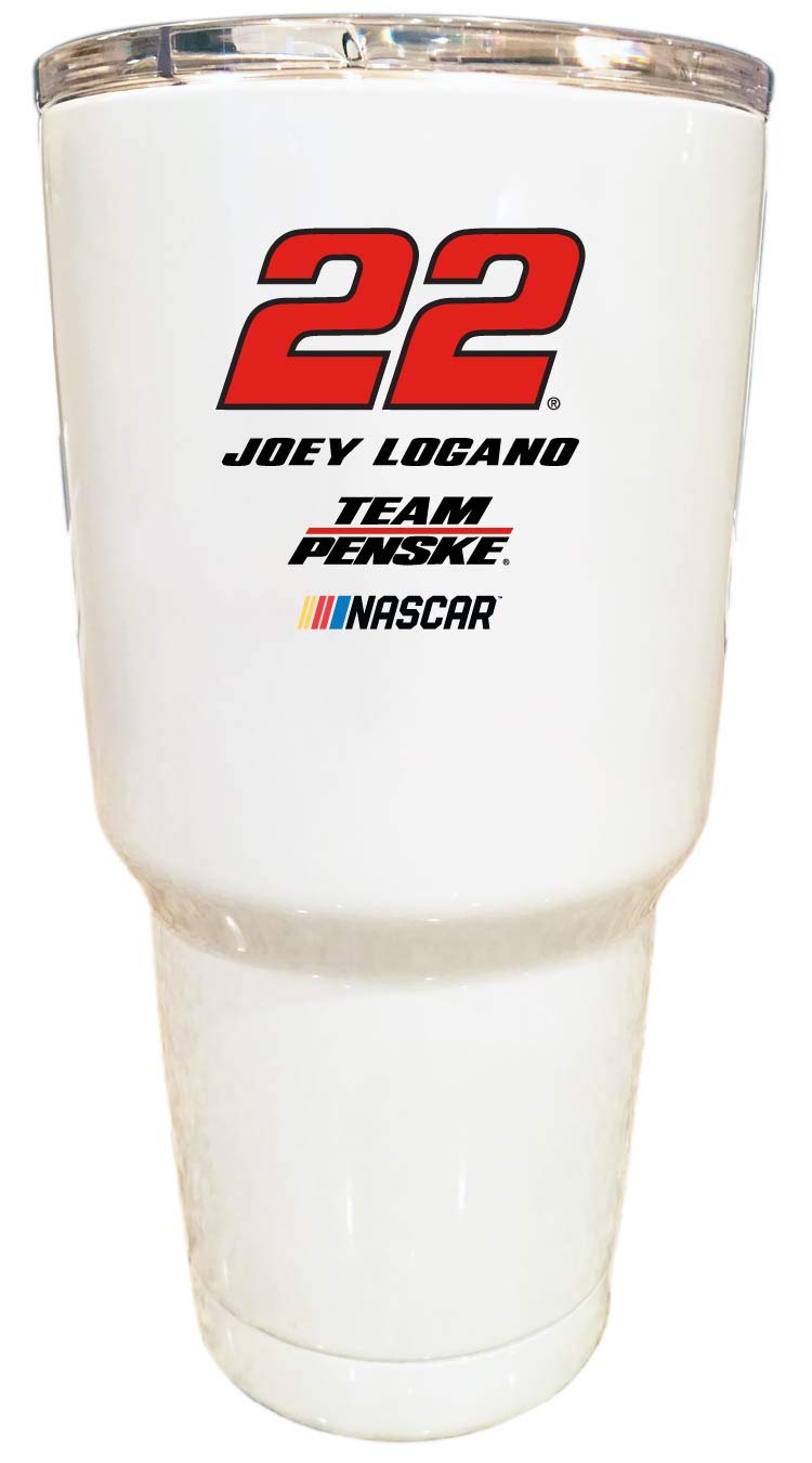 Joey Logano #22 24 oz Insulated Stainless Steel Tumbler Cup - Double Wall Vacuum Insulation for Hot & Cold Drinks - Perfect for NASCAR Fans, Travel, Office & Outdoor Activities