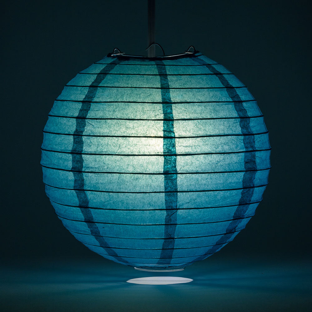 30 Tahiti Teal Jumbo Round Paper Lanterns with Even Ribbing - Value Pack of Party Decorations for Wedding, Birthday & Home Decoration