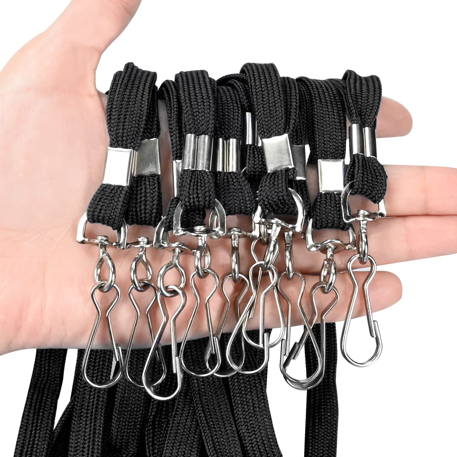 100Pcs Black ID Badge Lanyards with Swivel Hook - Durable & Comfortable for Office & Events