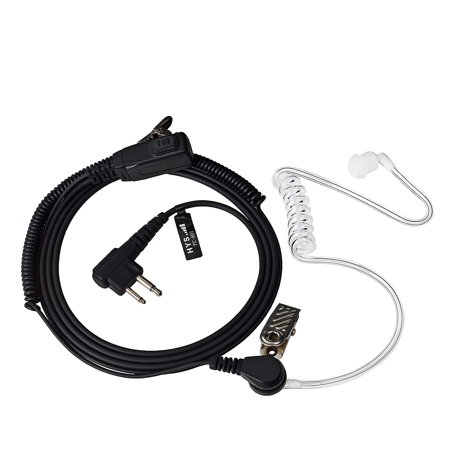 UAYESOK 2 Pin 2 Way Radio Earpiece - Covert Acoustic Air Tube Headset with PTT Mic for Motorola CP040 CP140 Hytera Midland Walkie Talkie - Ideal for Security, Construction & Event Staff Communication