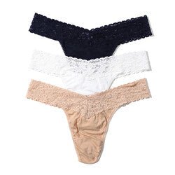 3 Pack SUPIMA® Cotton Original Rise Sexy Thongs with Lace - Soft Comfortable Women's Underwear for Everyday Wear & Special Occasions