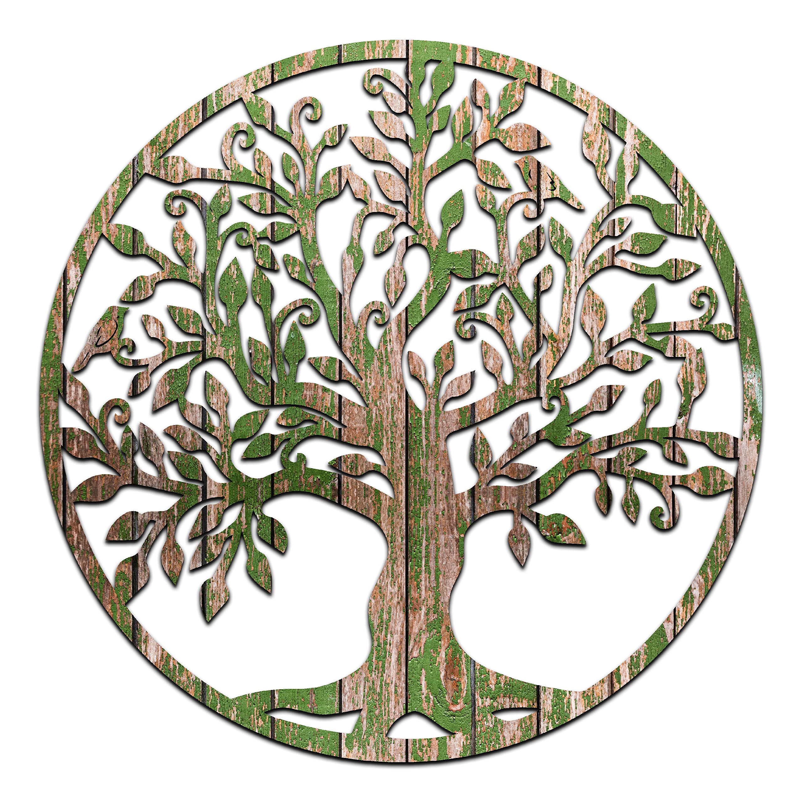 Tree of Life Wall Art - Handcrafted Metal & Wood Wall Decor for Home & Office - 27.5