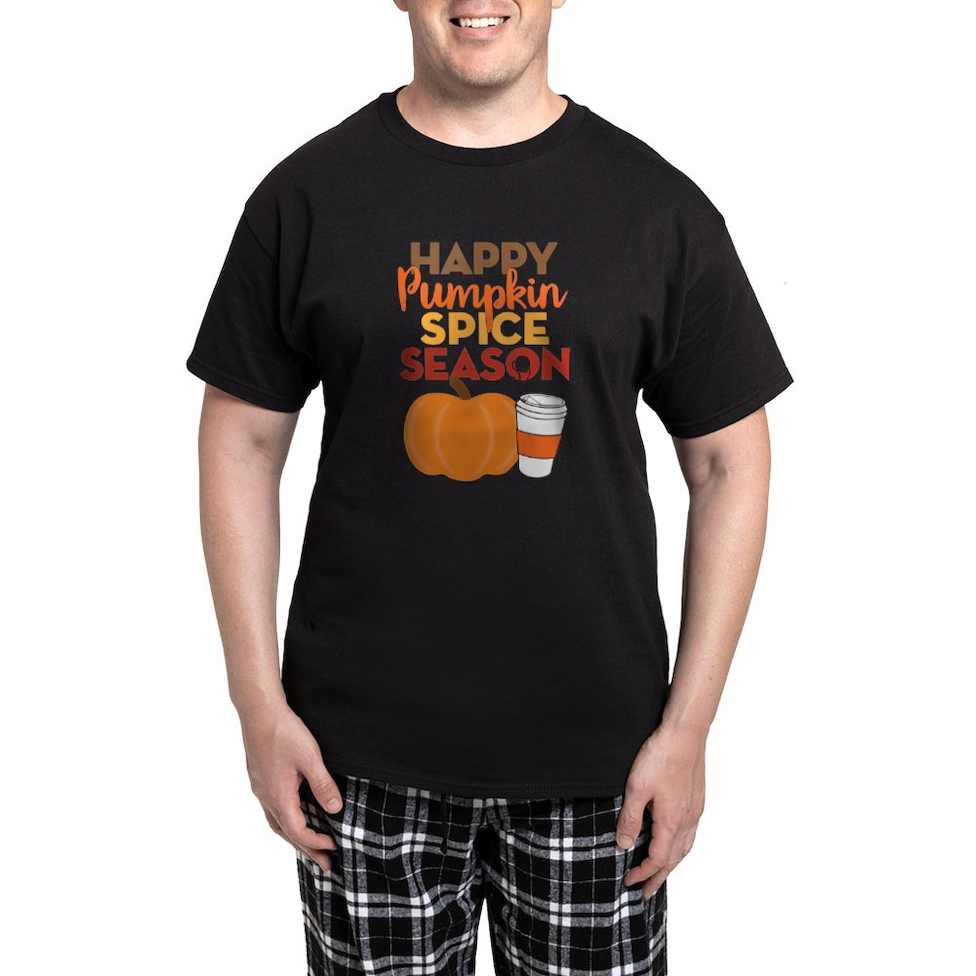 Pumpkin Spice Pajama Set for Men - 2-Piece Flannel Checkered Lounge & Sleepwear - Cozy Fall Pajamas for Autumn Evenings, Thanksgiving & Holiday Relaxation