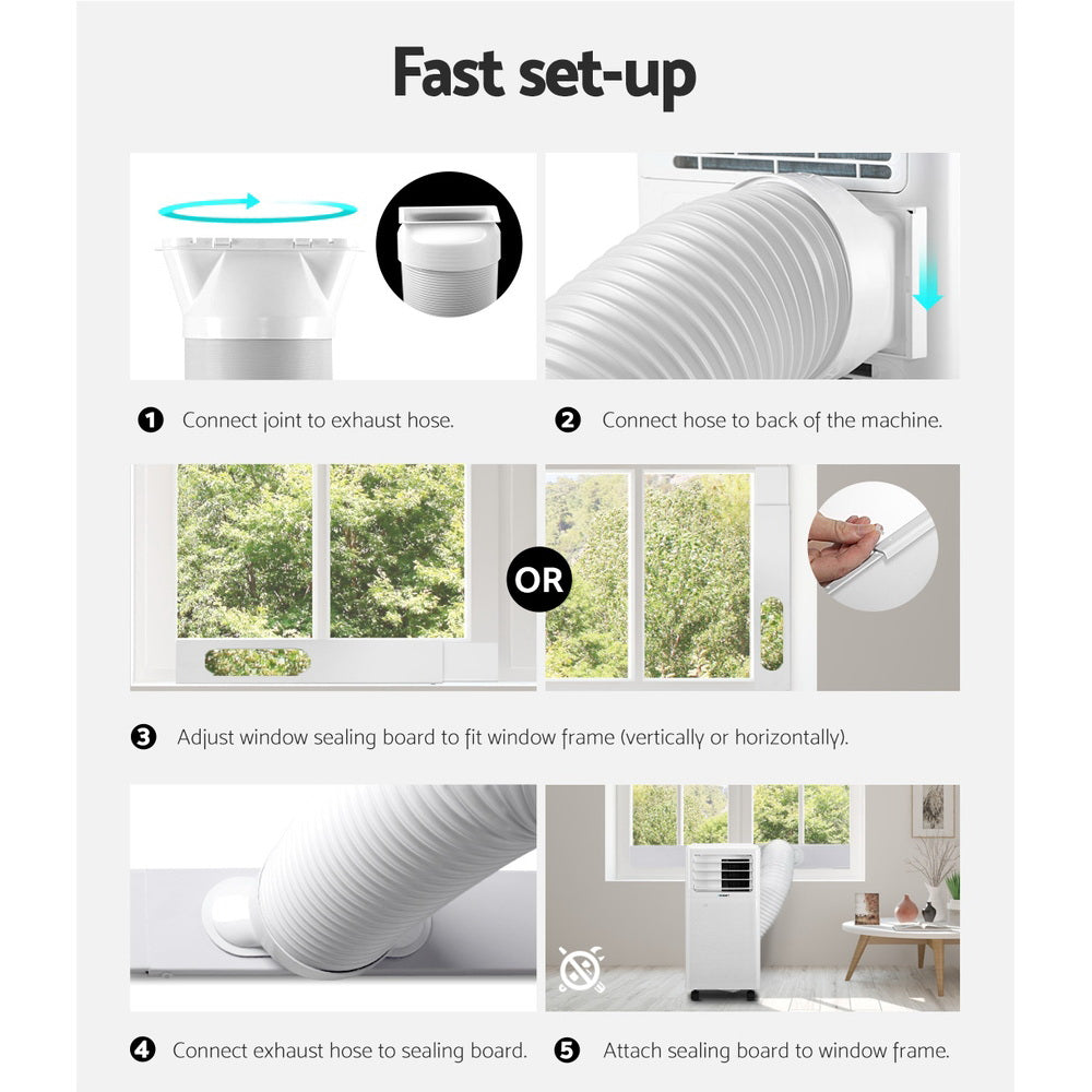Devanti 7000BTU Portable Air Conditioner - Compact & Powerful Cooling for Small Rooms, Bedrooms, Offices - Energy Efficient with Remote Control