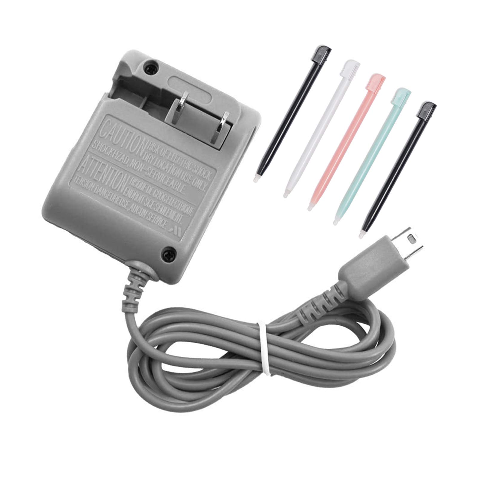 Original Nintendo DS Lite Charger - 5.2V 450mA AC Adapter Wall Power Supply with Flip Travel Design & Stylus Pen - Perfect for Gaming On-The-Go, Travel, and Home Use (Grey)