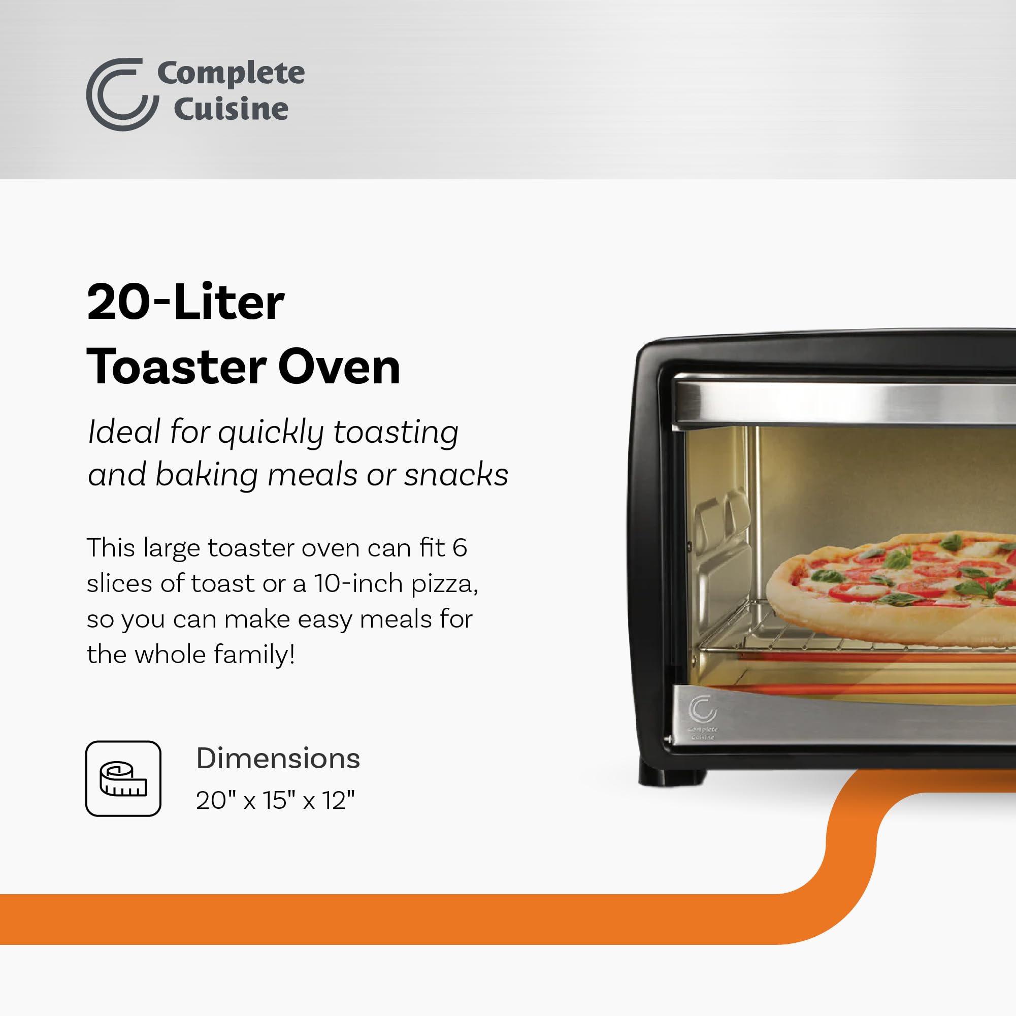 CC-TST6000 20-Liter Large Countertop Toaster Oven for Baking, Broiling, Roasting & Toasting - Perfect for Kitchens, Small Apartments & Home Baking Enthusiasts