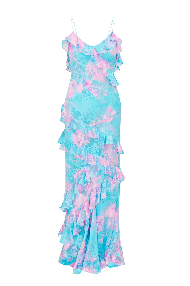 Rialto Pastel Ruffle Maxi Dress - Flowy Summer Beach Dress for Women | Perfect for Vacations, Weddings & Date Nights
