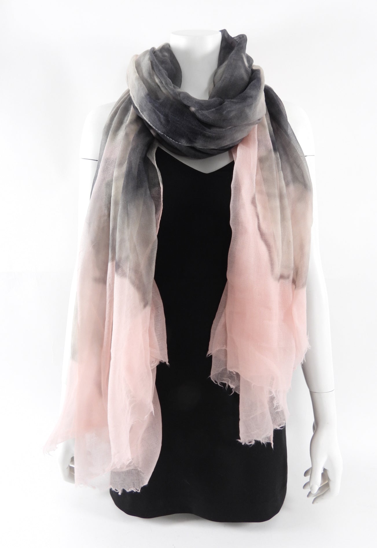 Brunello Cucinelli Lightweight Cashmere Shawl Scarf - Soft Pink & Grey Wrap for Women, Perfect for Travel, Office & Evening Outfits