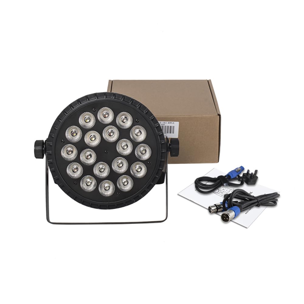 SHEHDS 18X18W LED Stage Par Lights - RGBWA+UV 6-in-1 DJ Lighting with Wash/Strobe Effects, DMX512 & Sound Control, Aluminum Alloy Uplights for Concerts, Clubs, Weddings, and Home Parties (1 Pack)