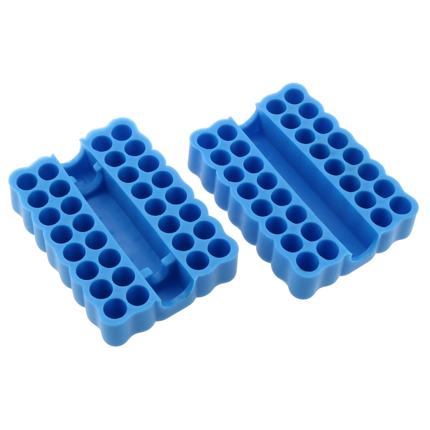 LUORNG 2-Piece Screwdriver Bit Holder Set - 32 Hole Plastic Hex Shank Bit Organizer (Blue) - Perfect for Toolbox Organization & DIY Projects