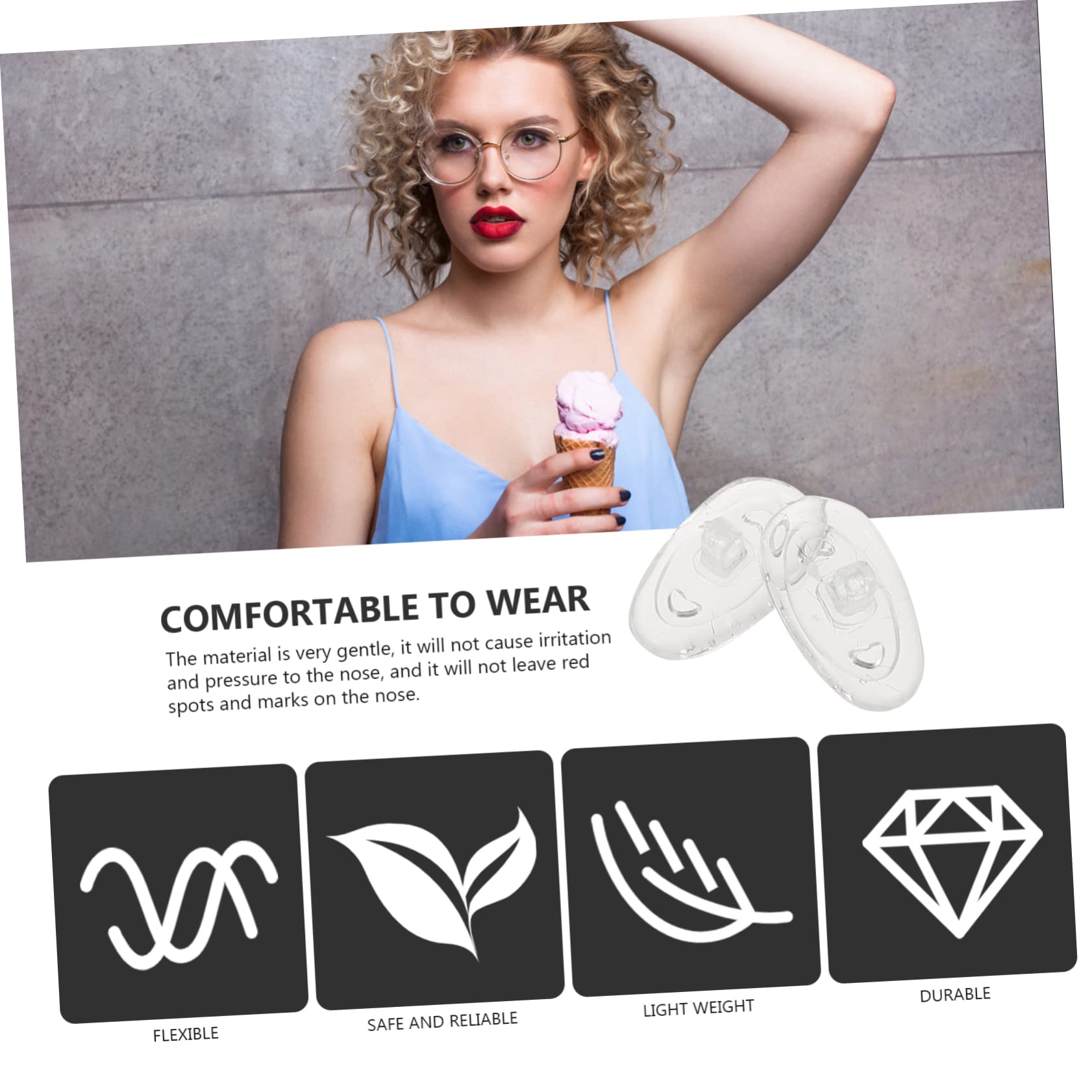300 Pairs Soft Silicone Nose Pads & Anti-Slip Glasses Ear Hooks - Comfortable Eyewear Accessories for Reading, Computer Use and Daily Wear (White)
