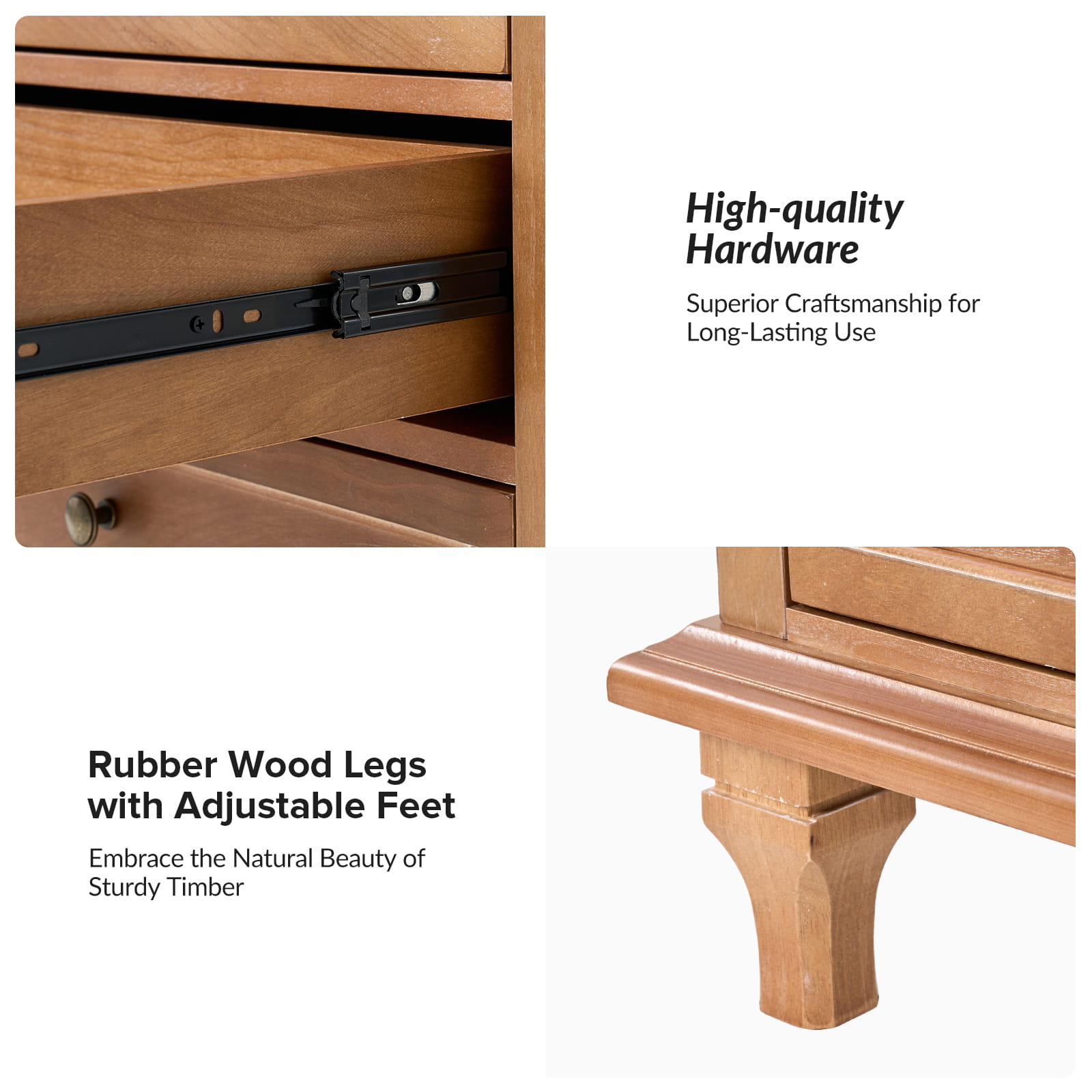 Galatea 3-Drawer Nightstand with USB Charging Ports & Power Outlets - Modern Bedside Table with Storage for Bedroom, Living Room or Office