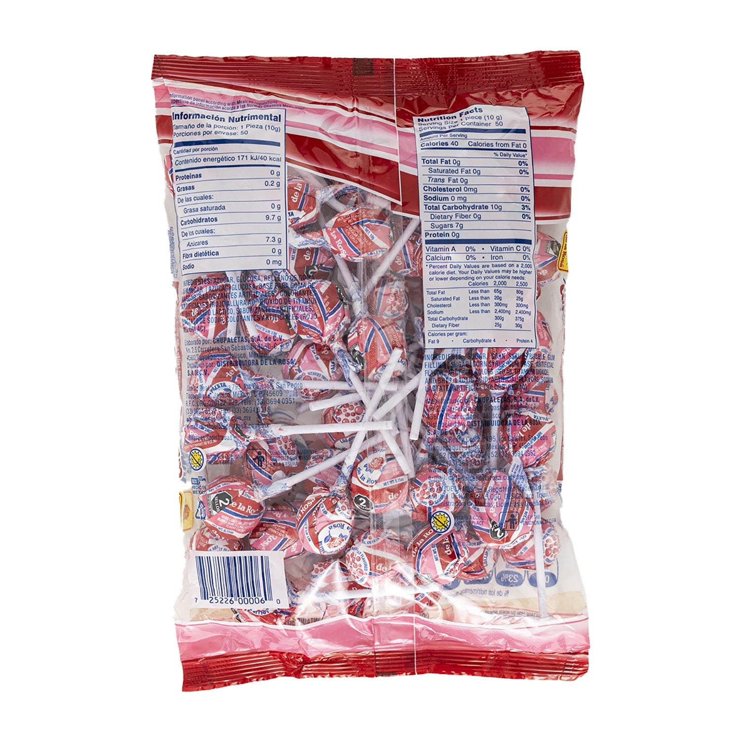 De La Rosa Mini Cherry Paleta Candy - 50ct Bag | Sweet Mexican Treat for Parties, Snacks & Gifts