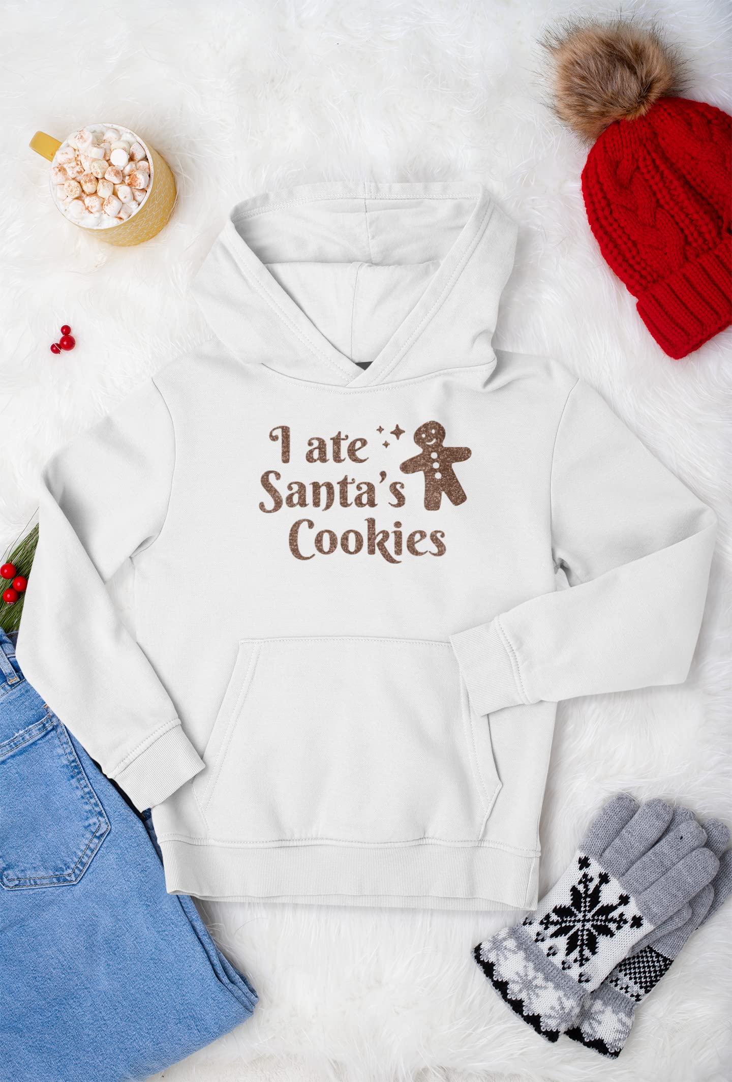 I Ate Santa's Cookies Iron On Decal - Christmas Pajamas & T-Shirt Transfer - Black Glitter Design for Holiday DIY & Festive Outfits
