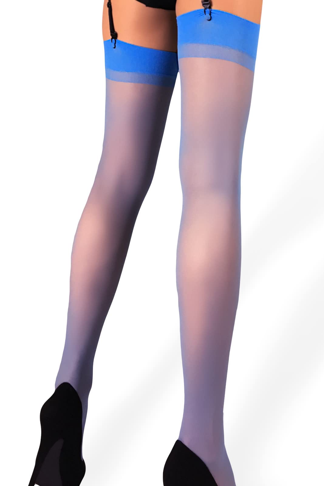Mila Marutti Women's Sheer Thigh High Stockings - Sexy Pantyhose Nylons for Garter Belt & Lingerie - Perfect for Date Night, Bridal Wear & Special Occasions
