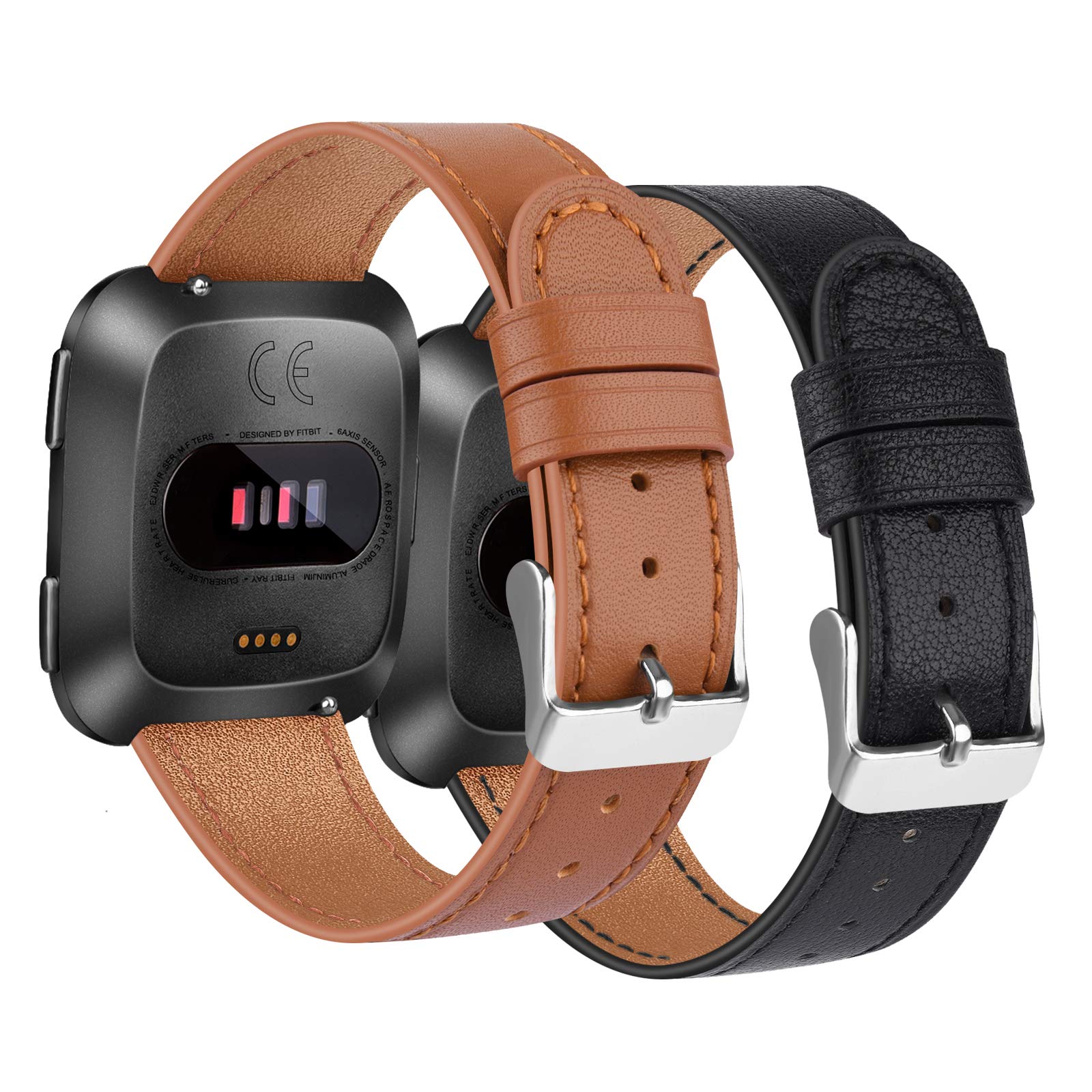 Premium Genuine Leather Bands for Fitbit Versa 2/Versa/Versa Lite - Replacement Watch Strap for Women & Men | Comfortable & Durable Fitness Tracker Accessory for Workouts, Office & Everyday Wear