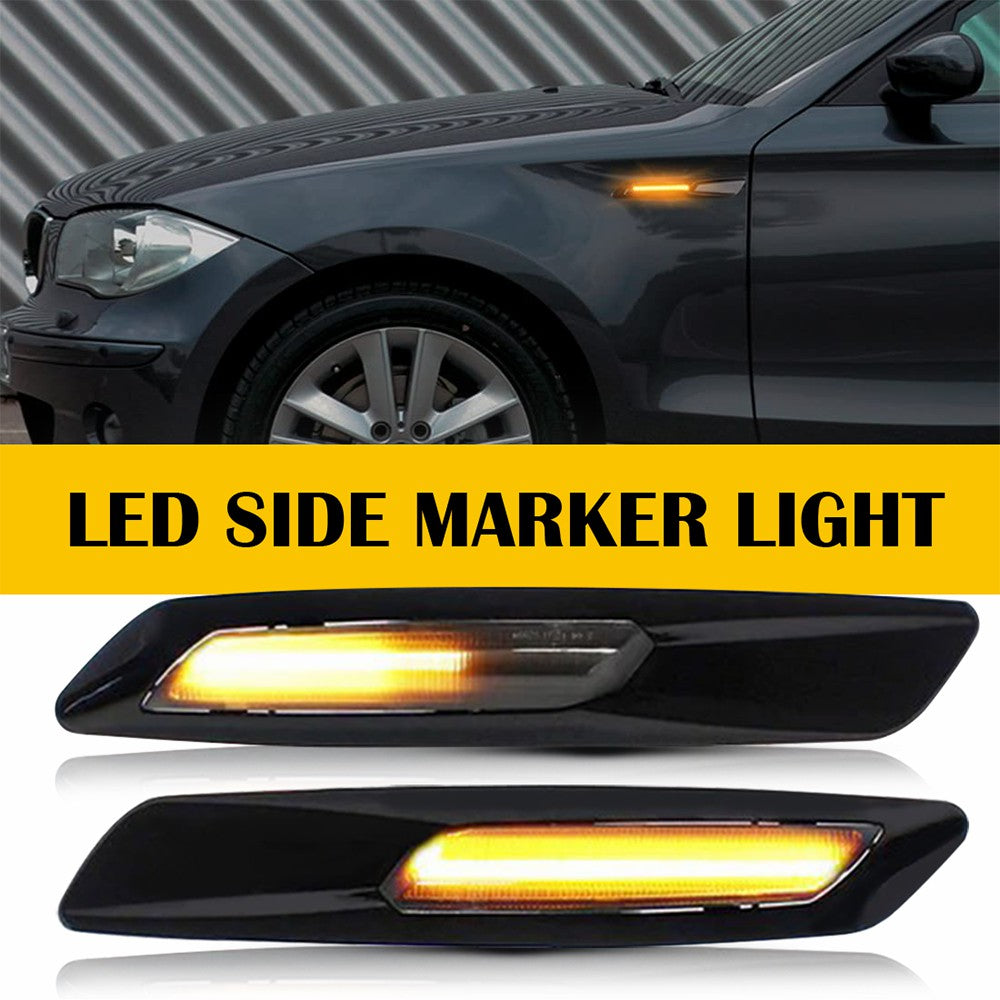 Amber LED Side Marker Turn Signal Lights for BMW 1 Series 3 Series 5 Series - Dynamic Brightness - Pack of 2 - Easy Installation - Perfect for Night Driving & Enhanced Vehicle Visibility