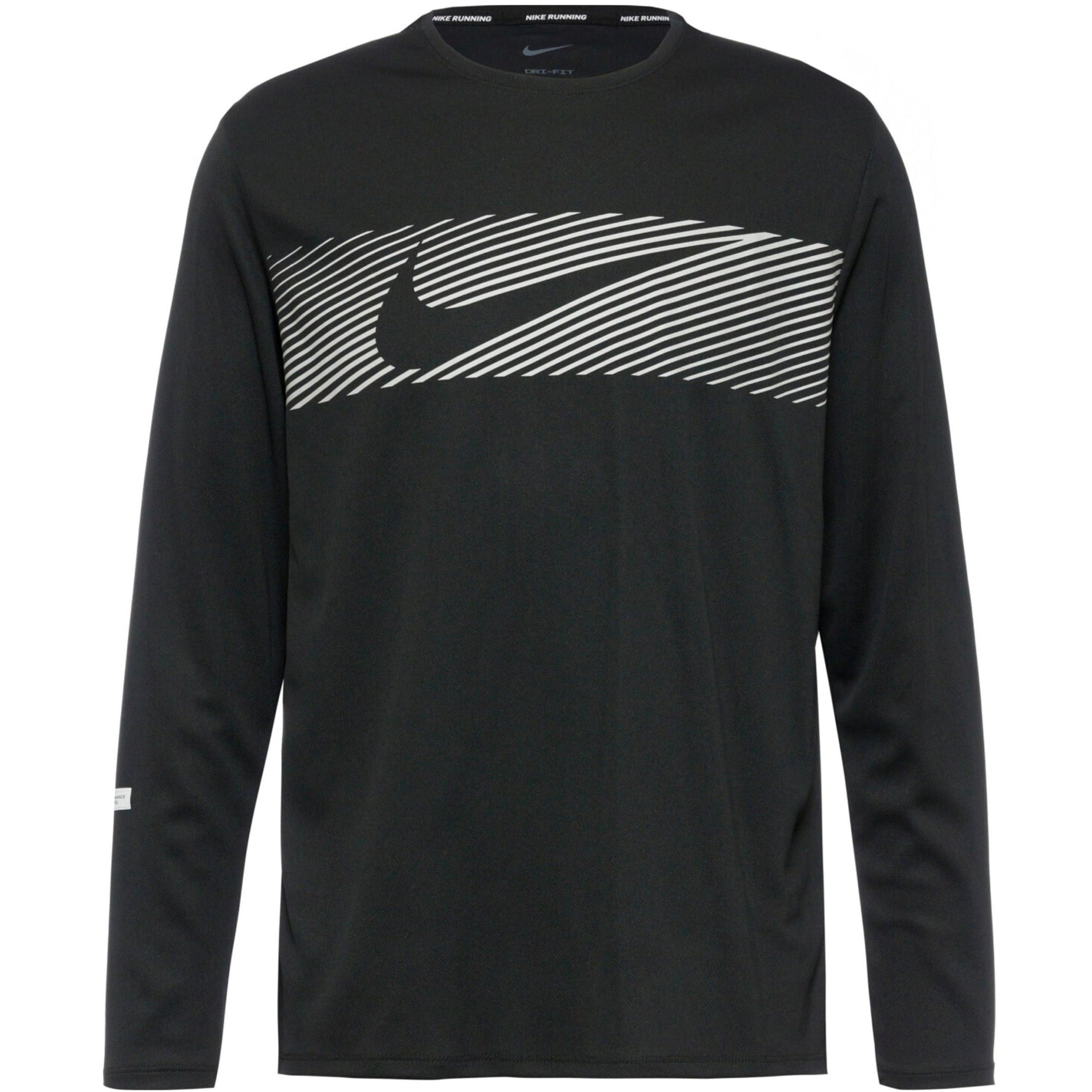 Nike Black Flash Long Sleeve Running Shirt for Men - Lightweight Breathable Performance Top for Marathon Training & Cold Weather Jogging