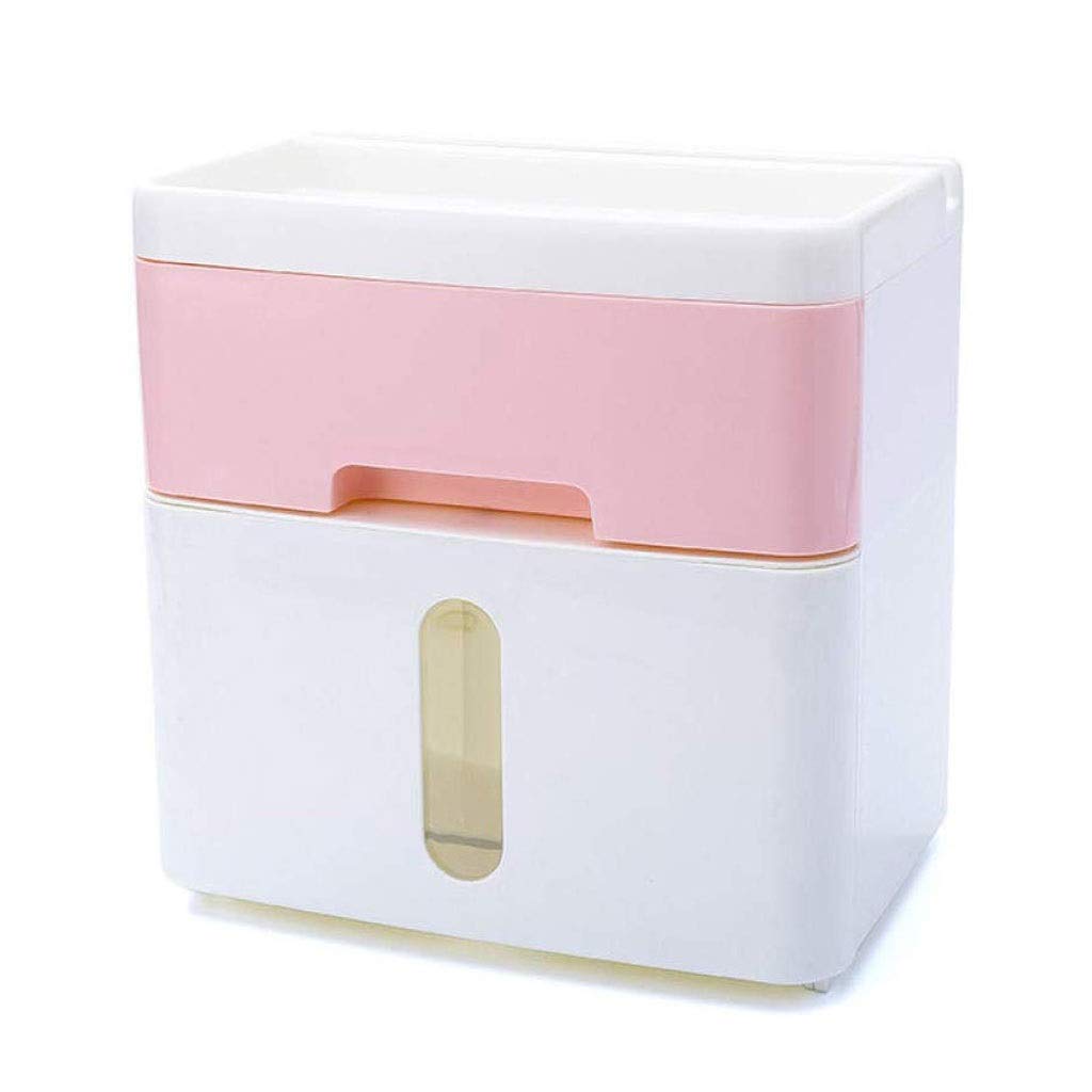 SCDZS Wall-Mounted Waterproof Paper Towel Holder - Strong Self-Adhesive Multi-Functional Tissue Box Dispenser for Kitchen, Bathroom & Office (Pink)