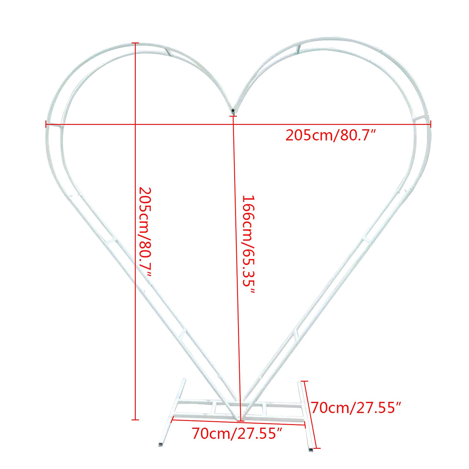 2M Decorative Heart Shaped Wedding Arch Stand with Metal Base - Photo Booth Backdrop for Wedding Ceremony, Reception, Birthday Party - Outdoor Garden Event Decor for Romantic Celebrations